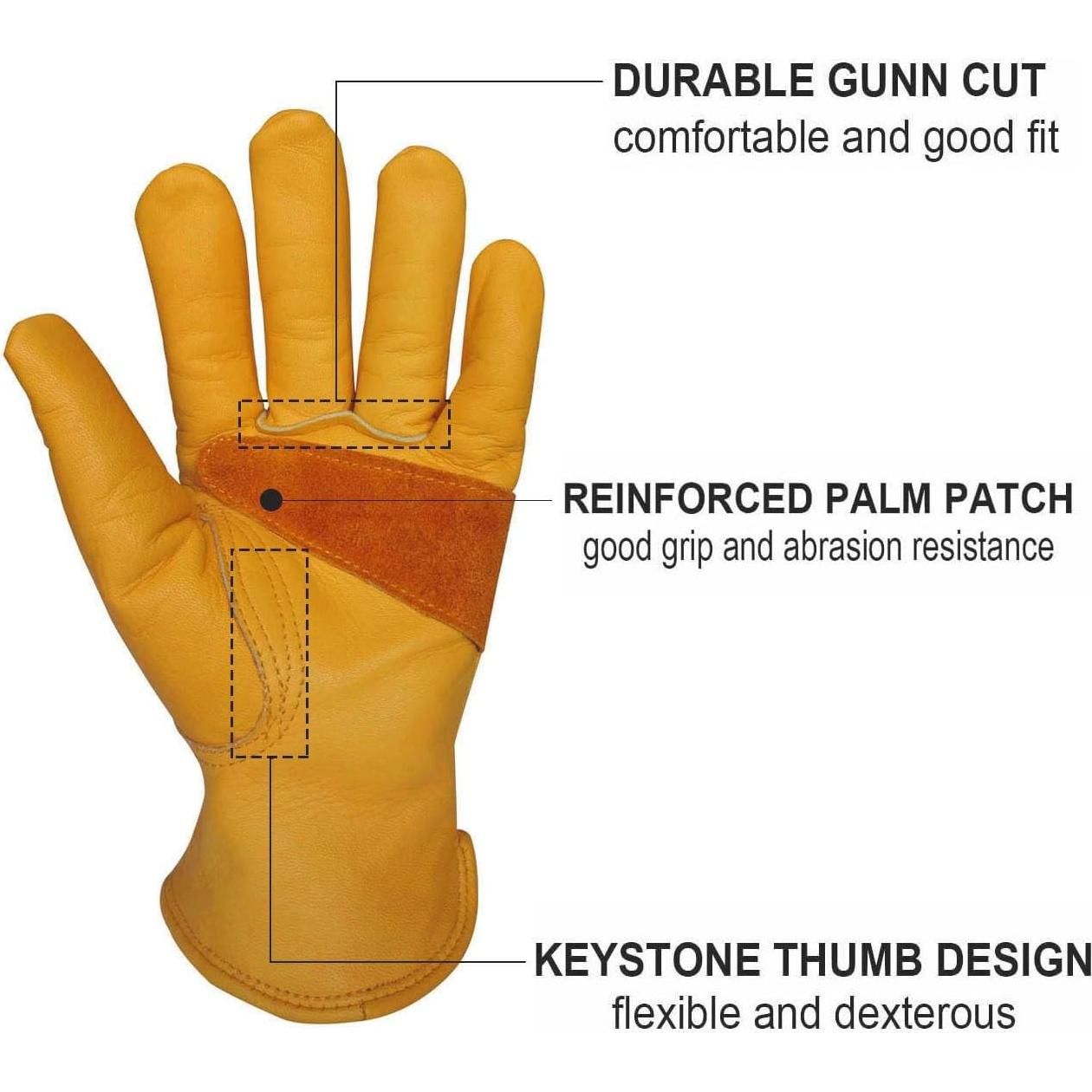 Guantes de Trabajo de Cuero de Vaca NUO WEN X-Pequeño