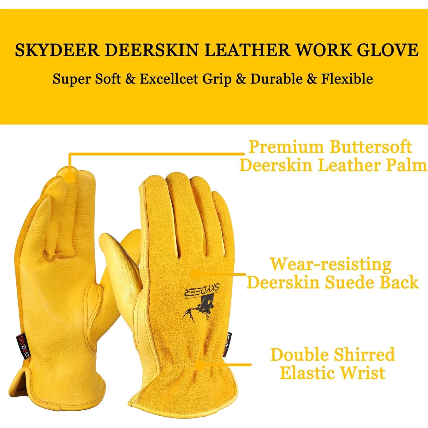 Guantes de Cuero de Ciervo SKYDEER Unisex Extra Suaves