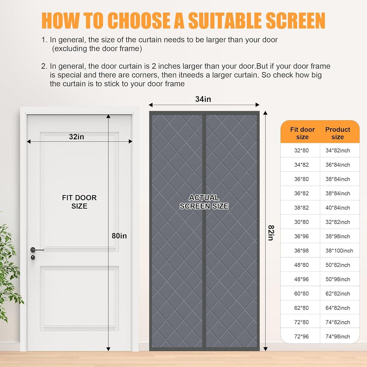 Cortina de Puerta Térmica Aislada Magnética LIAMST 81.28x203.2cm