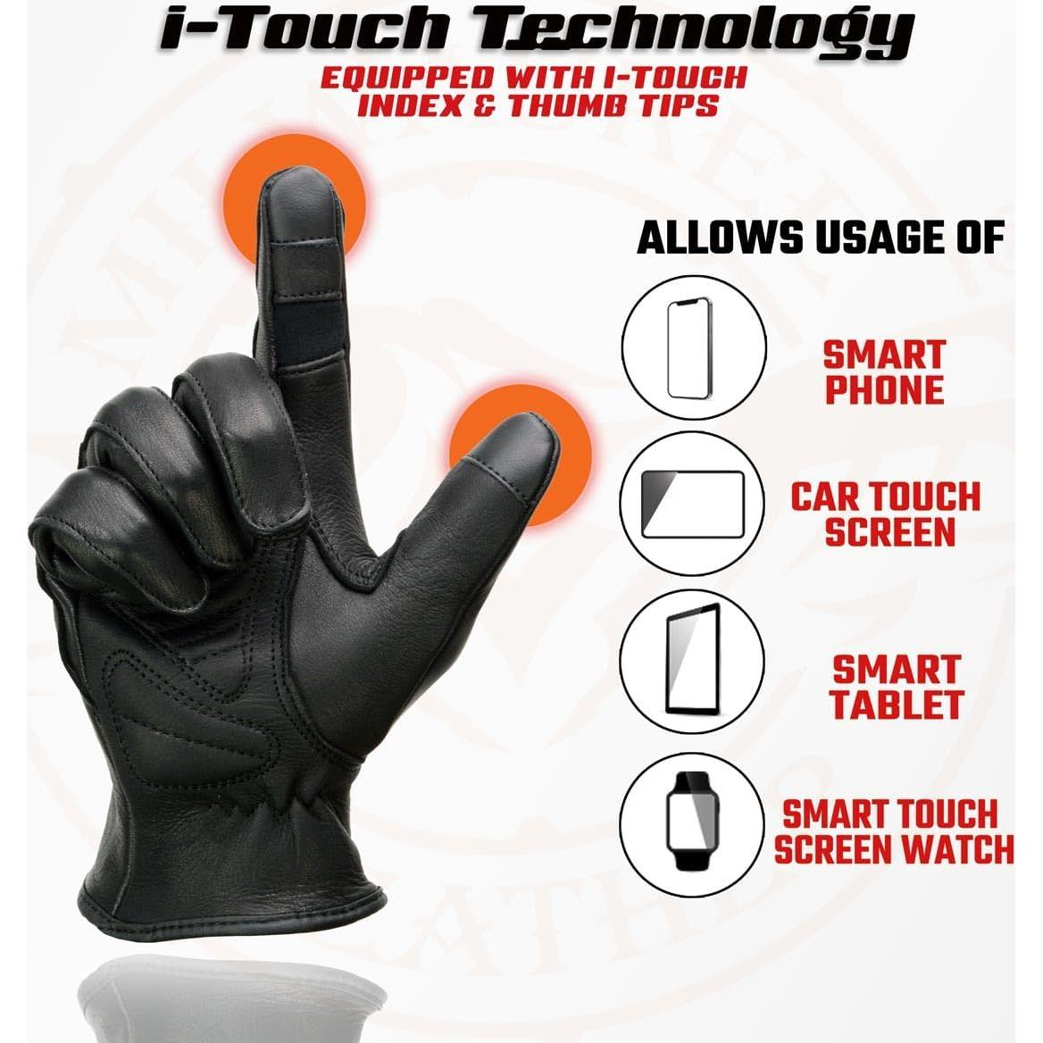 Guantes de motocicleta Milwaukee MG7745 para mujer piel ciervo negro