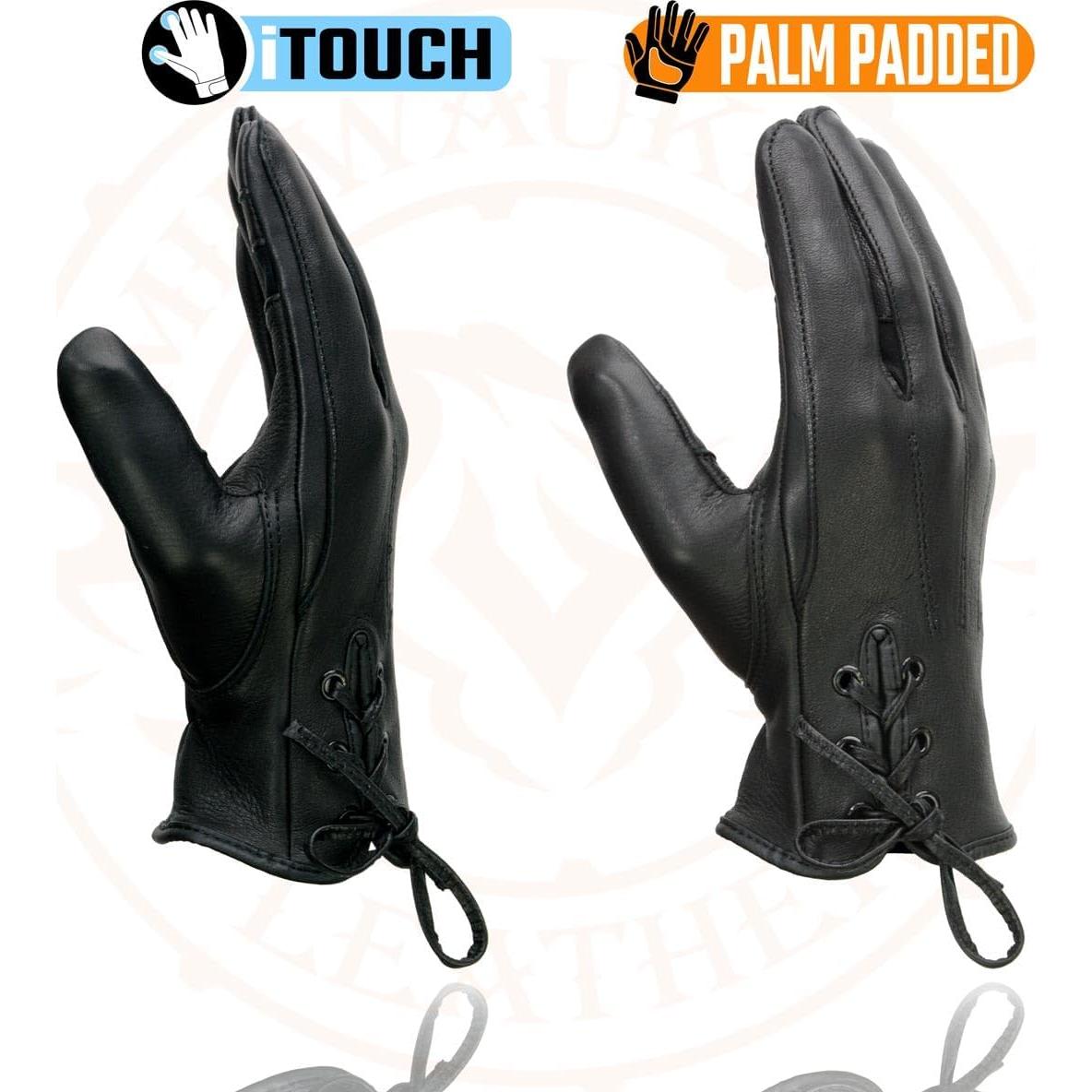 Guantes de motocicleta Milwaukee MG7745 para mujer piel ciervo negro