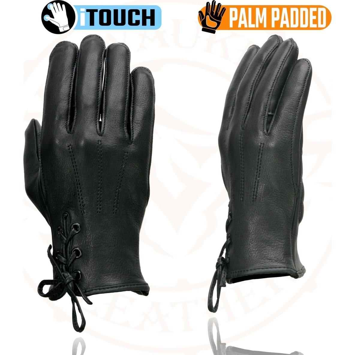 Guantes de motocicleta Milwaukee MG7745 para mujer piel ciervo negro