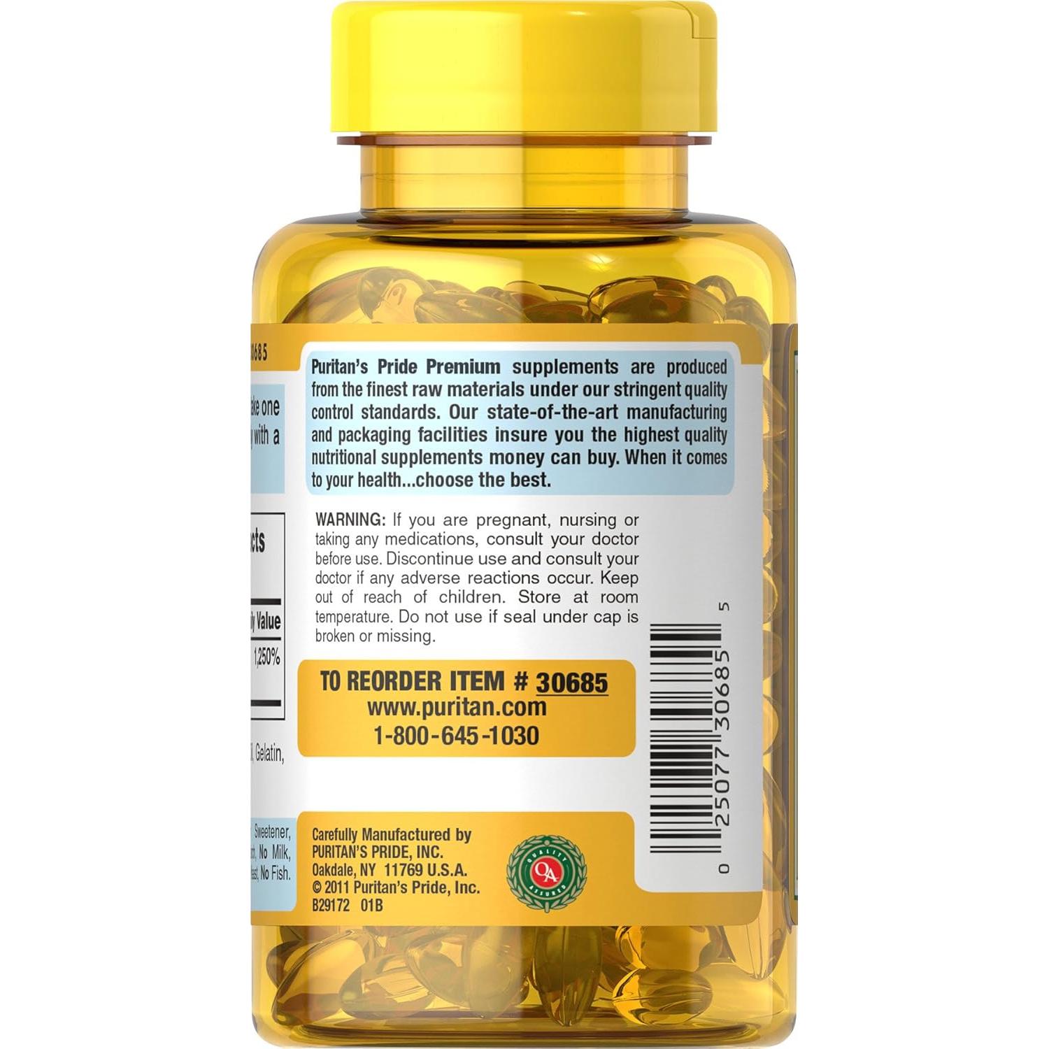 Gel suave de vitamina D3 5000 UI Puritan's Pride 200 unidades