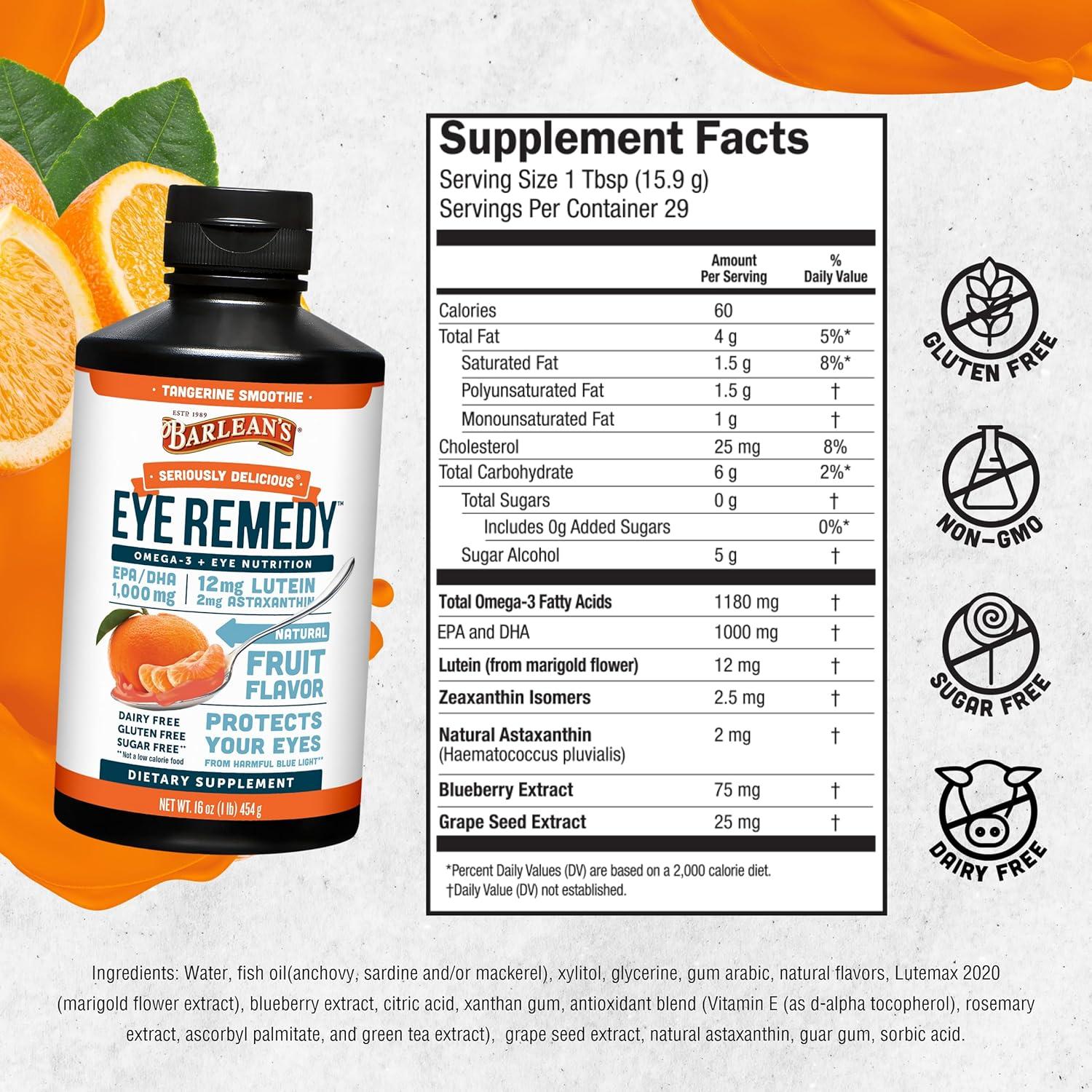 Suplemento Eye Remedy Barlean's 473 ml Omega 3 Luteína