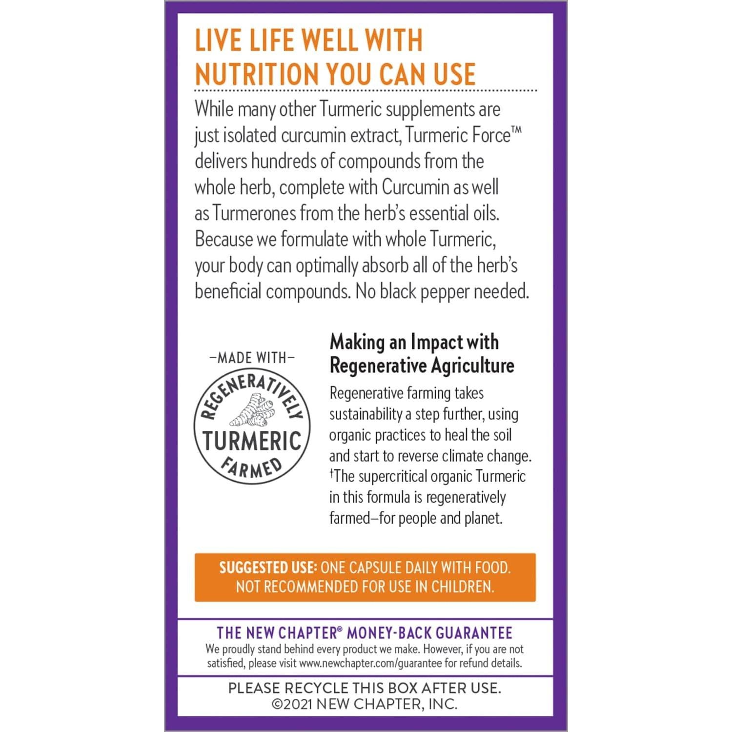 Suplemento de Cúrcuma New Chapter 60 Cápsulas Antiinflamatorias