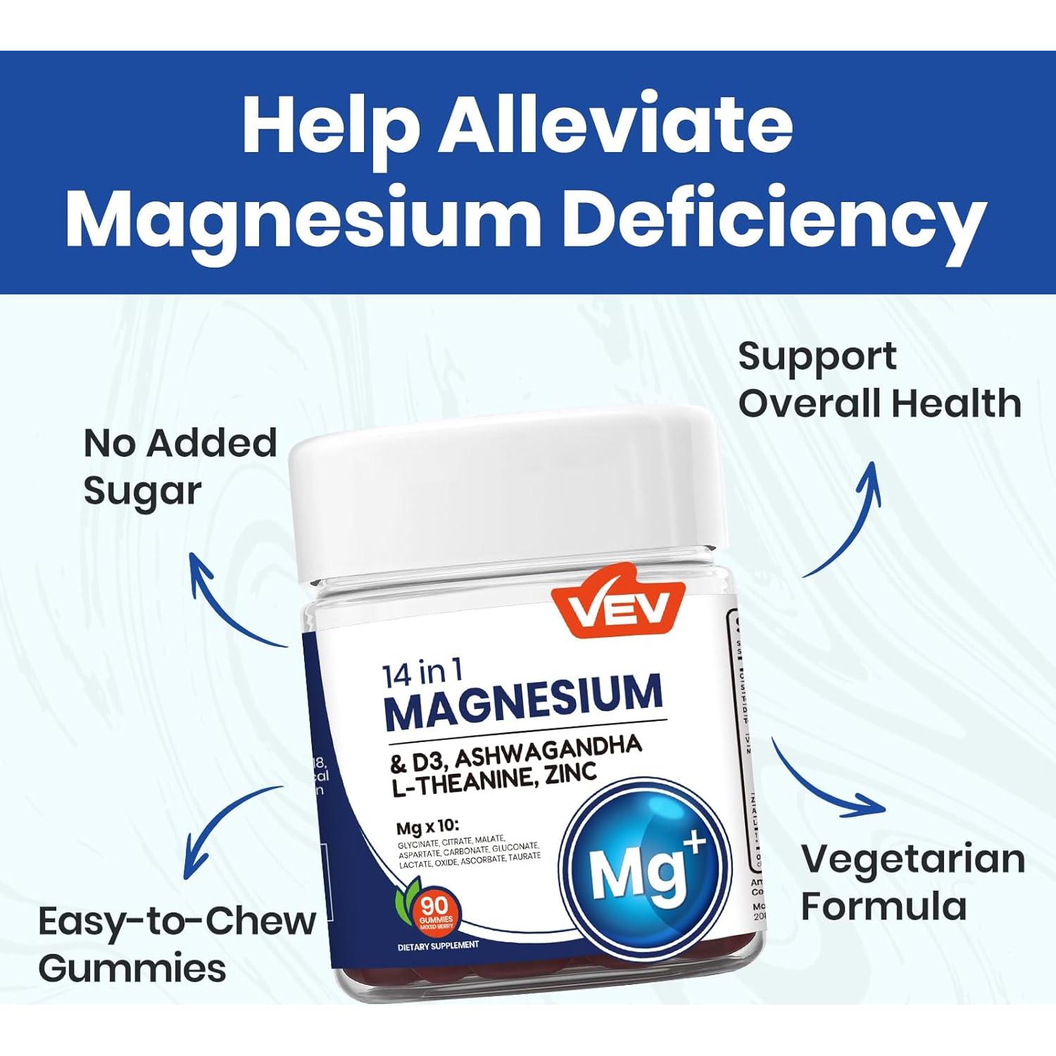 Gomitas de Magnesio VEV Veganas Sin Azúcar - 90 Unidades