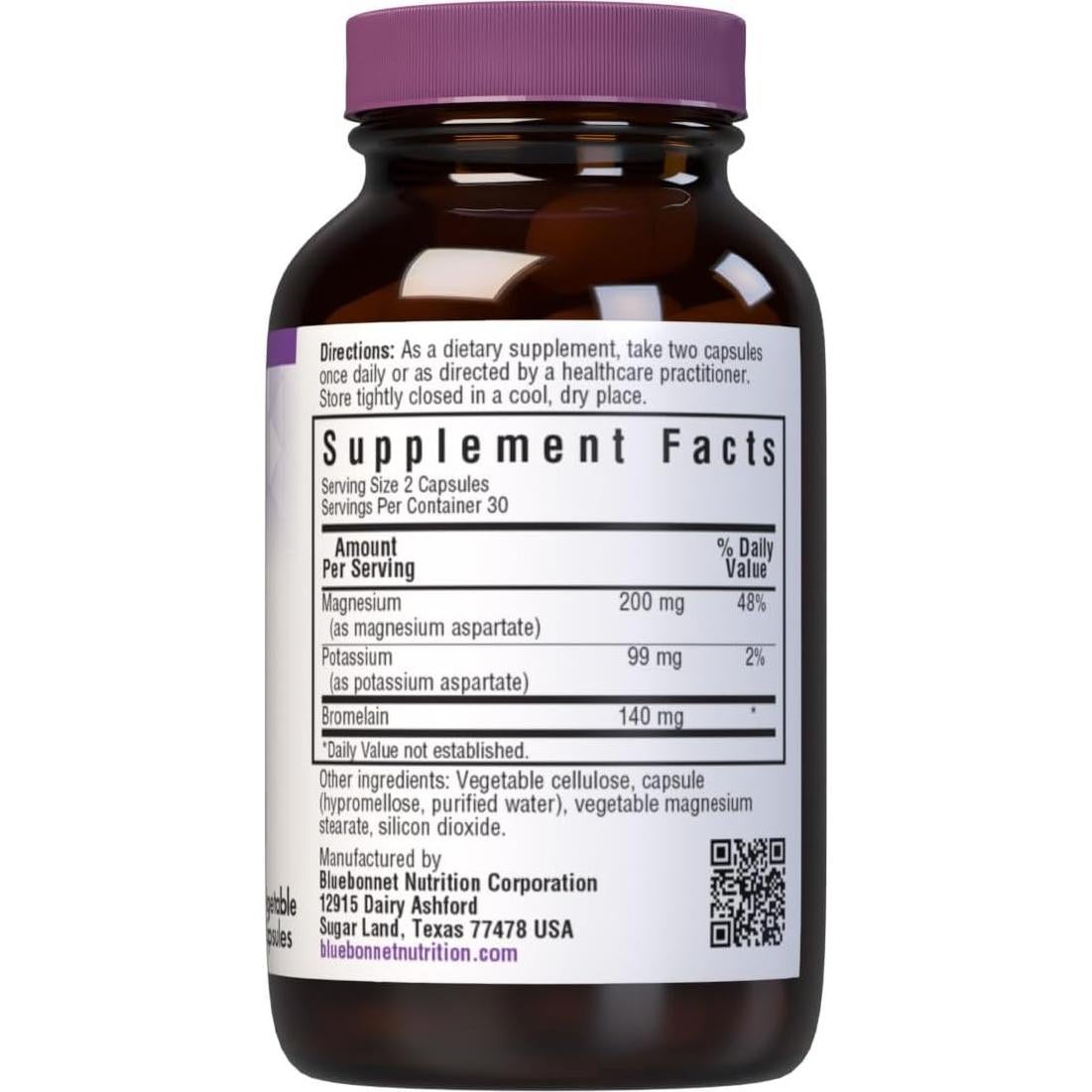 Cápsulas Vegetarianas BlueBonnet Magnesio Potasio 60 Unidades