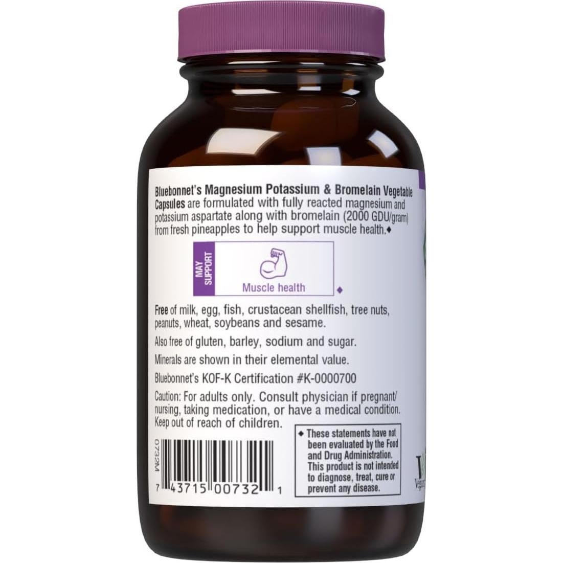 Cápsulas Vegetarianas BlueBonnet Magnesio Potasio 60 Unidades