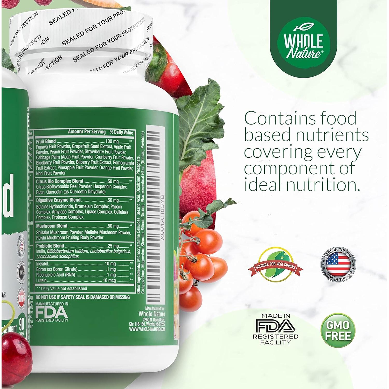Multivitamina Completa Whole Nature 142g - Vegana y No OGM