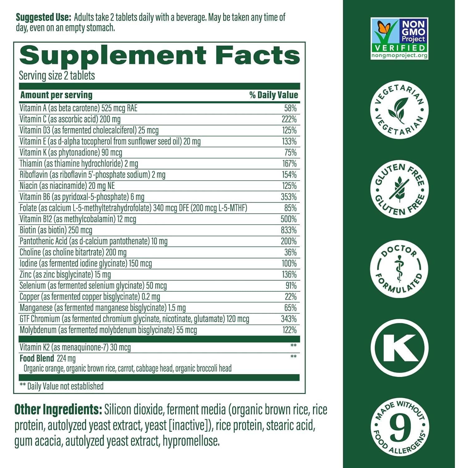 MegaFood Multivitamina Avanzada Hombres 40+ 60 Tabletas