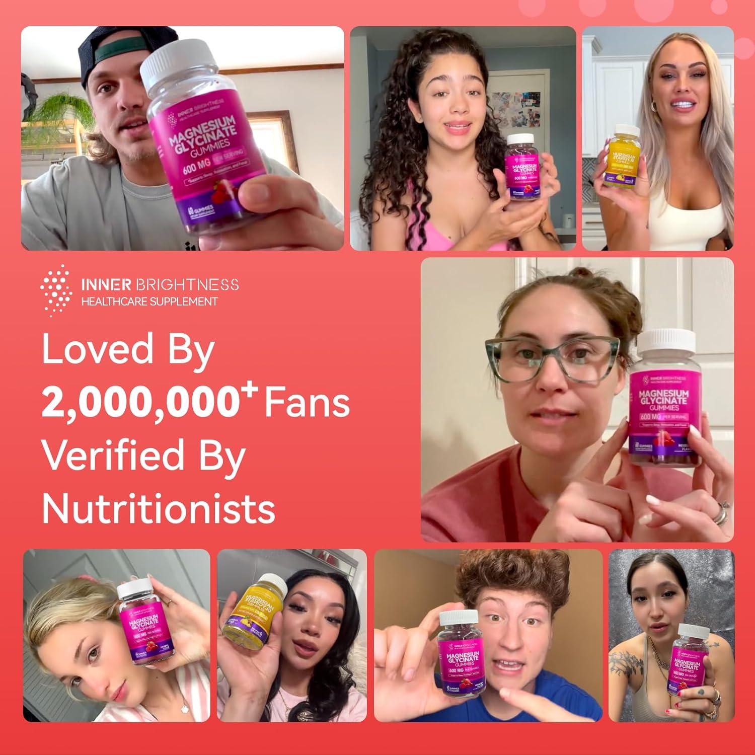 Gomitas de Glicinato de Magnesio Brillo Interior 600mg 60 Unidades