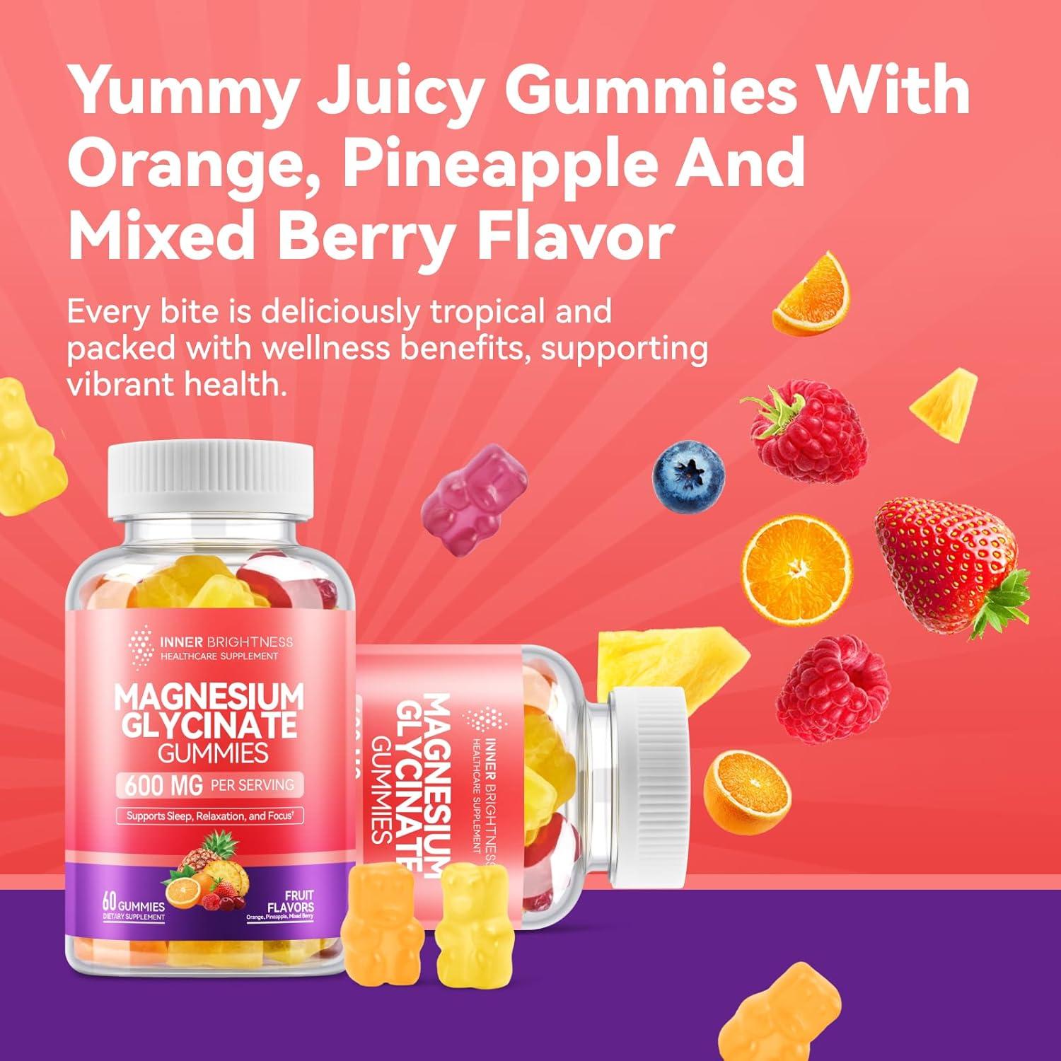 Gomitas de Glicinato de Magnesio Brillo Interior 600mg 60 Unidades