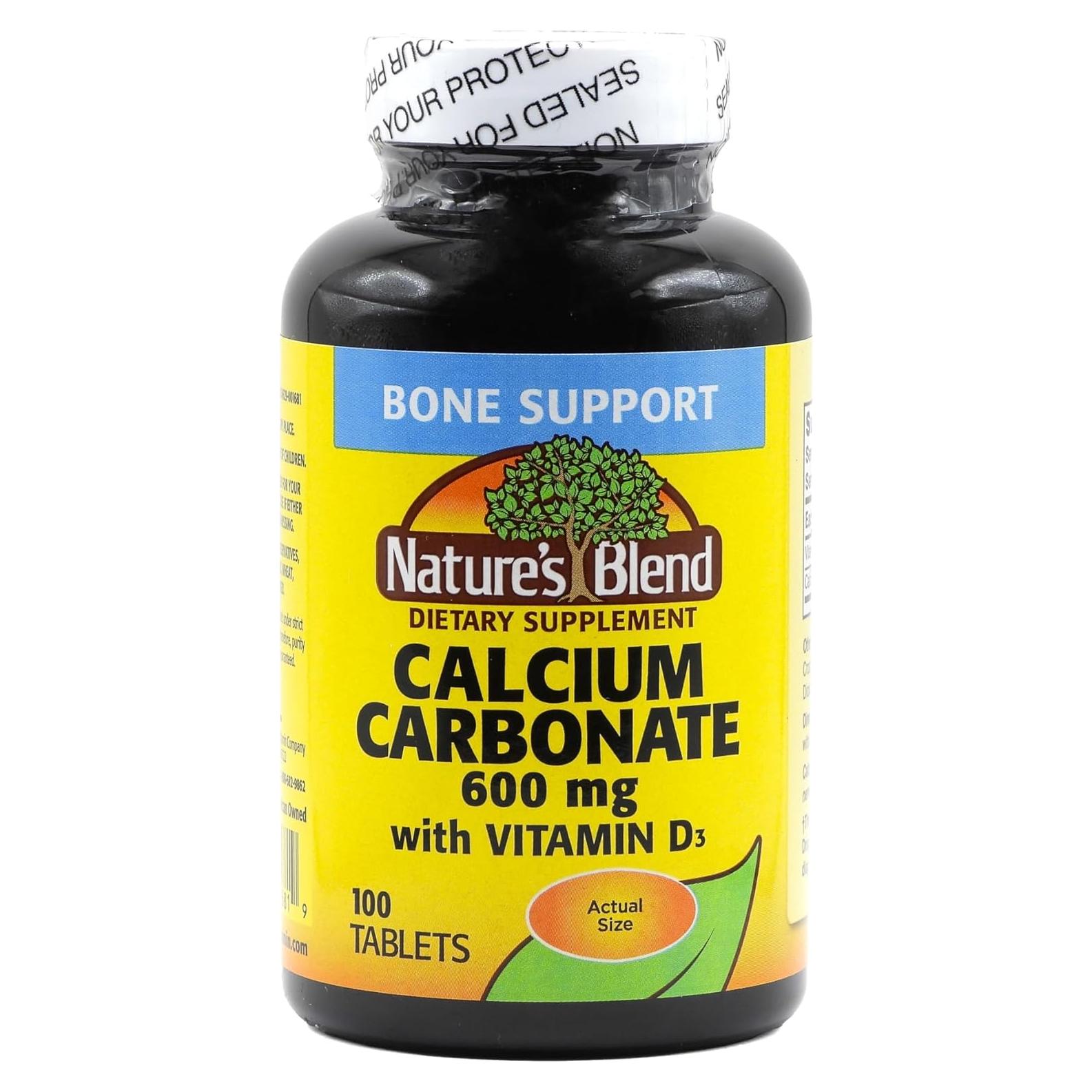 Carbonato de Calcio 600 mg con D3 400 UI Mezcla de la Naturaleza 100 Tabletas