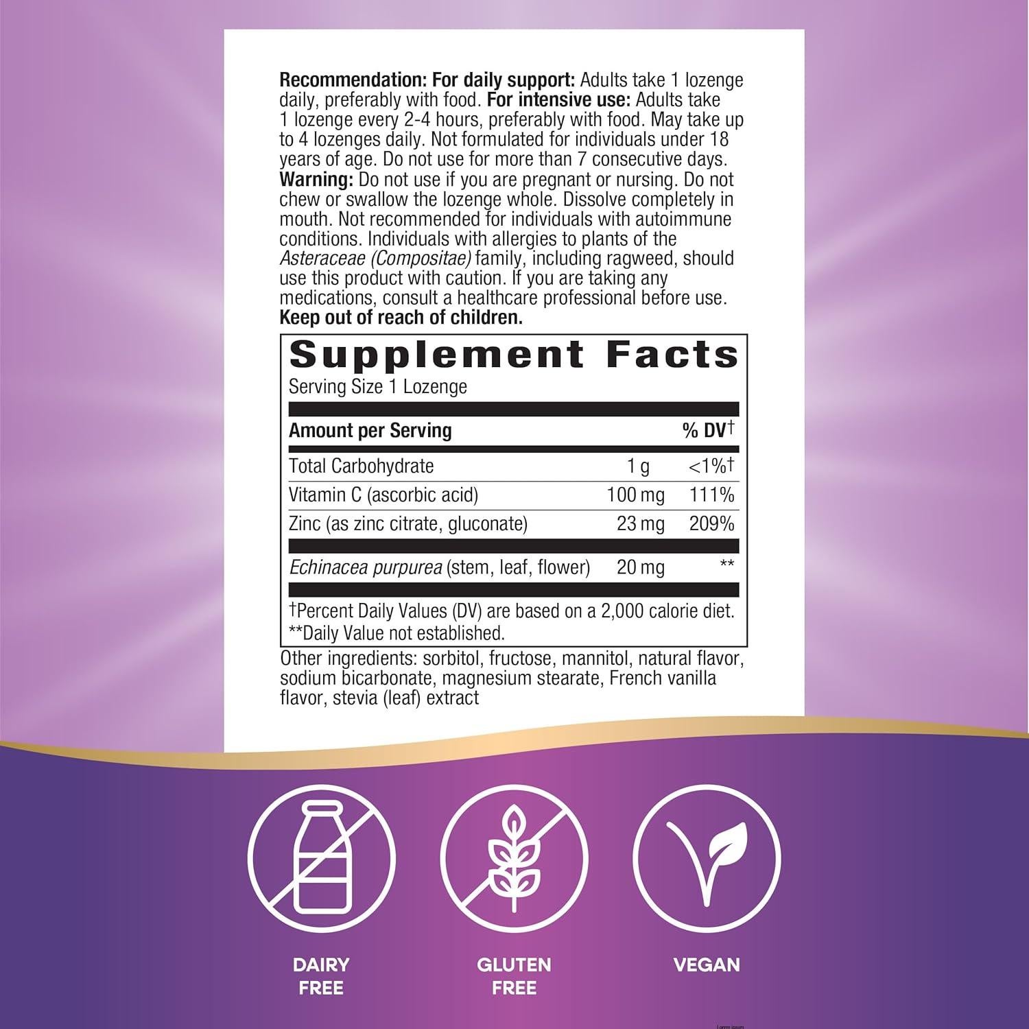 Pastillas de Zinc Nature's Way 23 mg + Vitamina C 100 mg 60 Unidades