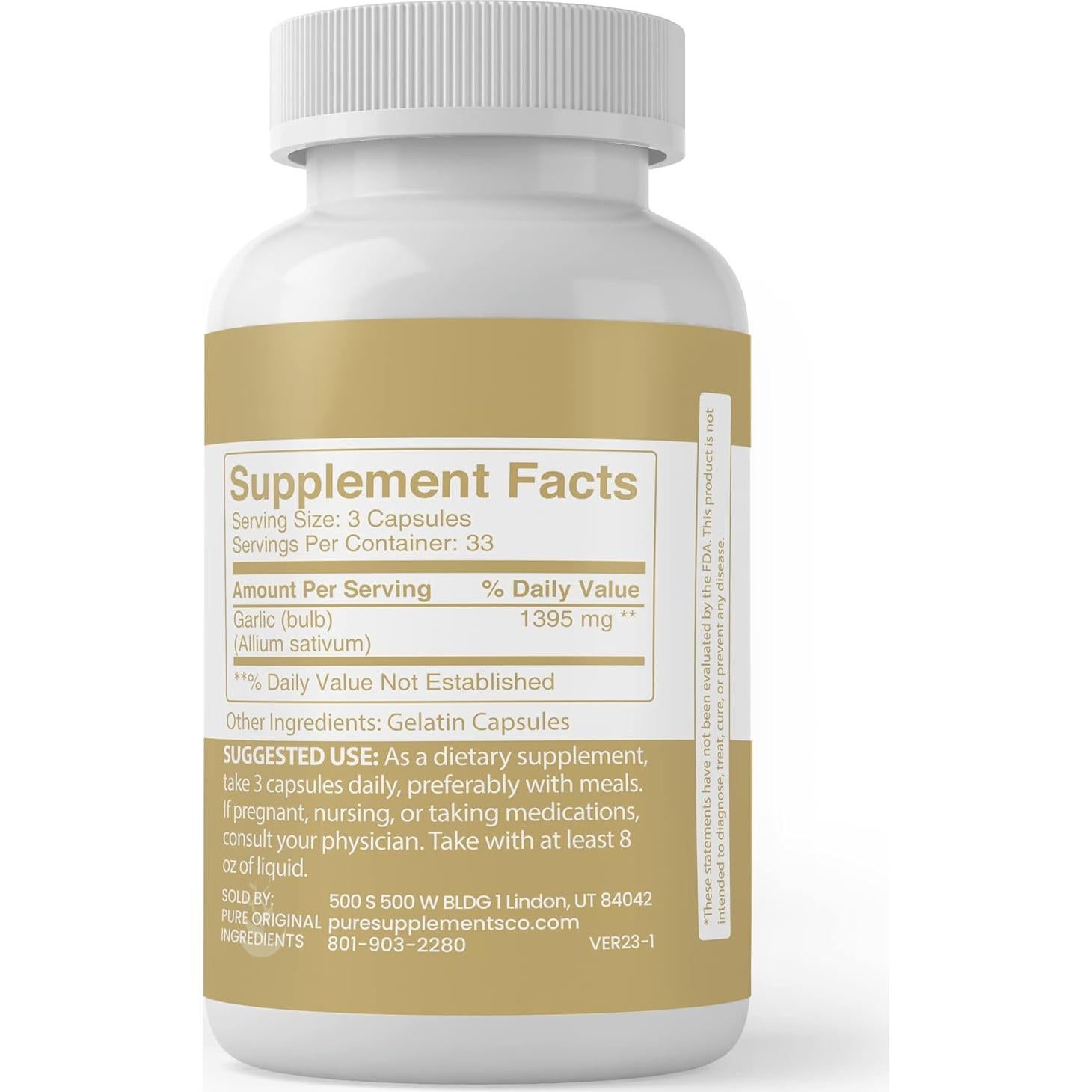 Cápsulas de Ajo Puro Ingredientes Originales 100 Unidades