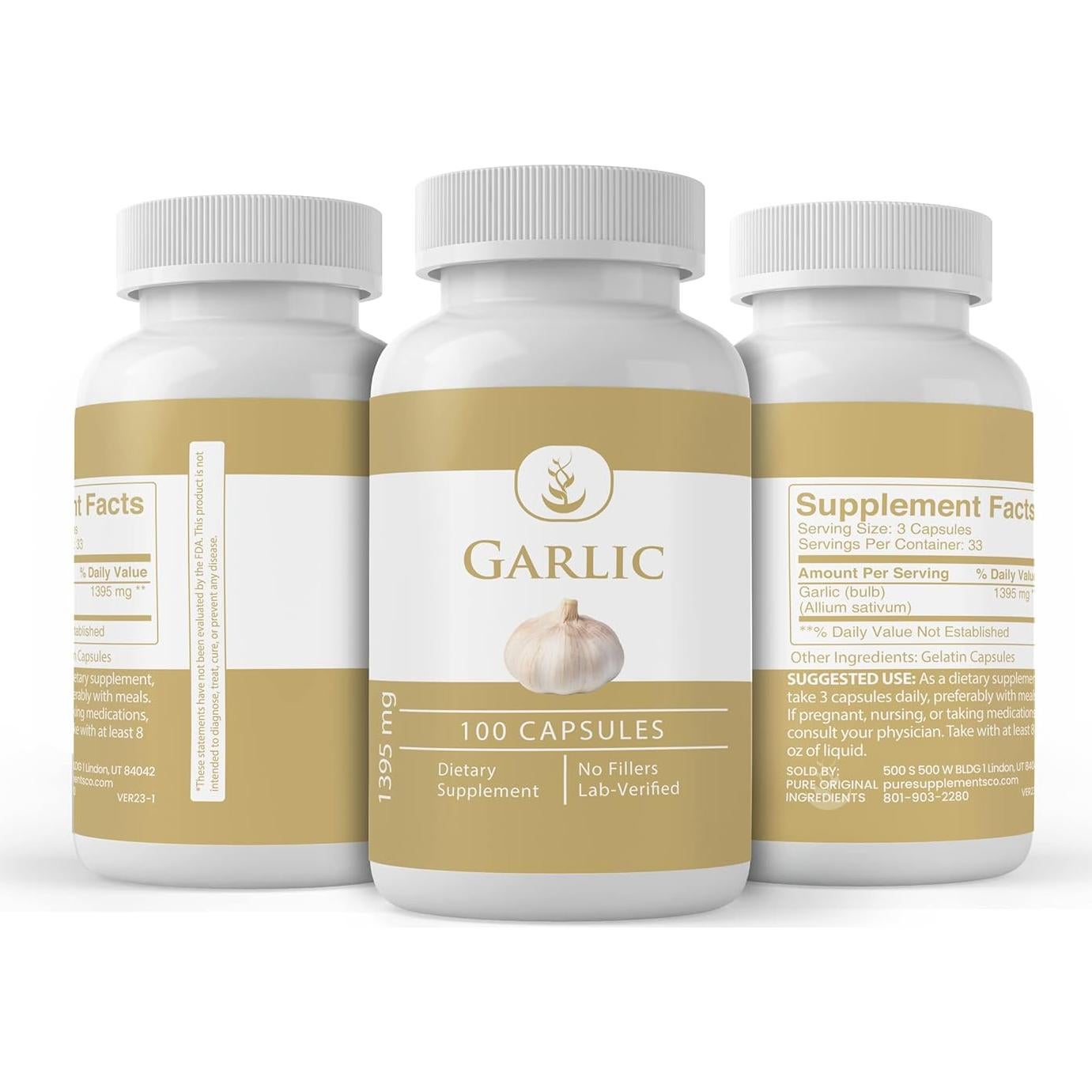 Cápsulas de Ajo Puro Ingredientes Originales 100 Unidades