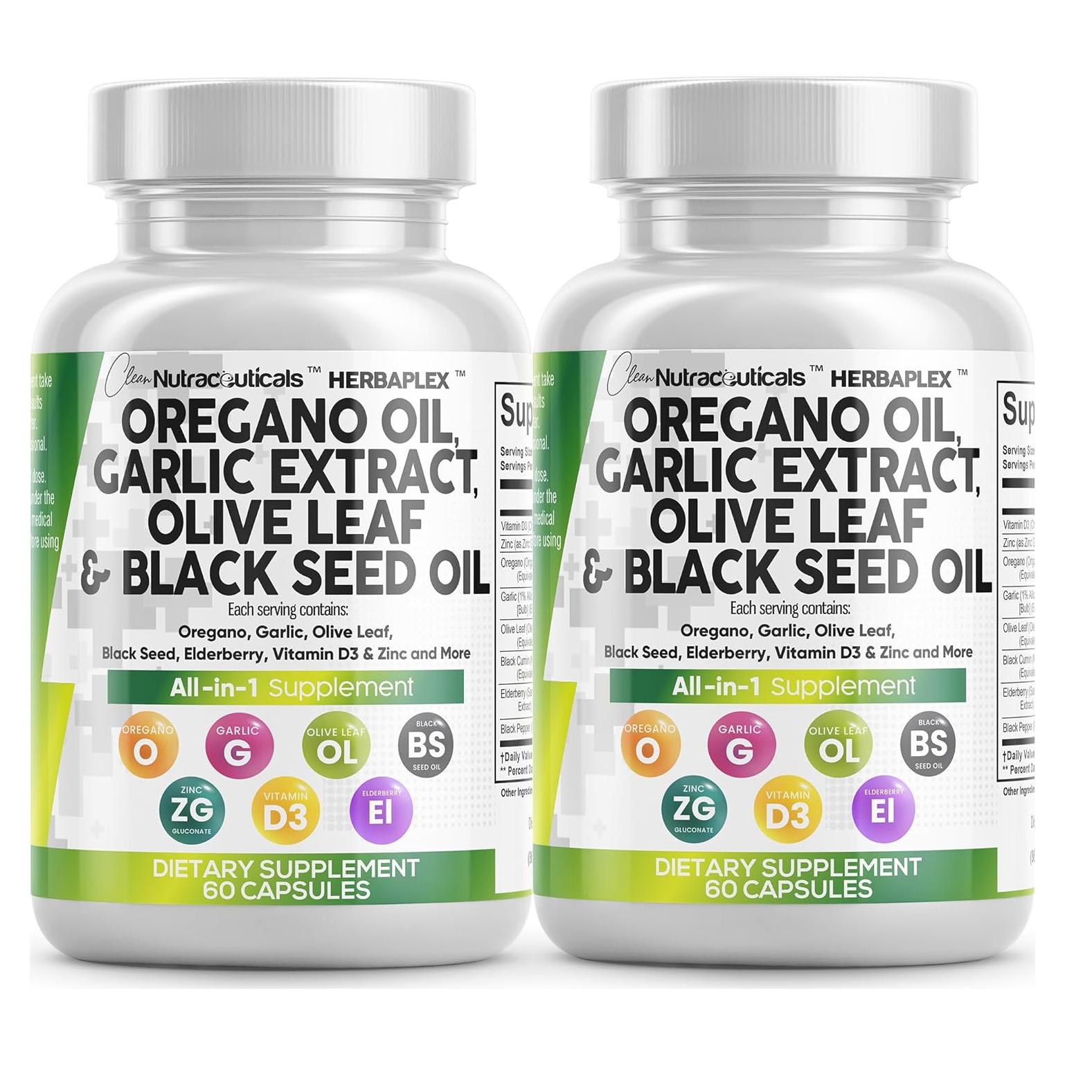 Suplemento Inmunológico Clean Nutraceuticals 2Pack - Orégano, Ajo, Olivo, Semilla Negra, Vitamina D3, Zinc