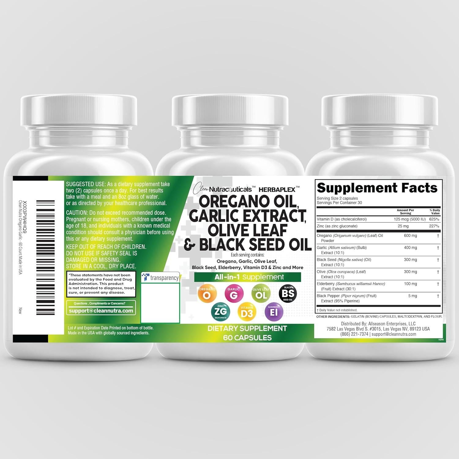 Suplemento Inmunológico Clean Nutraceuticals Ajo y Orégano 5 Unidades