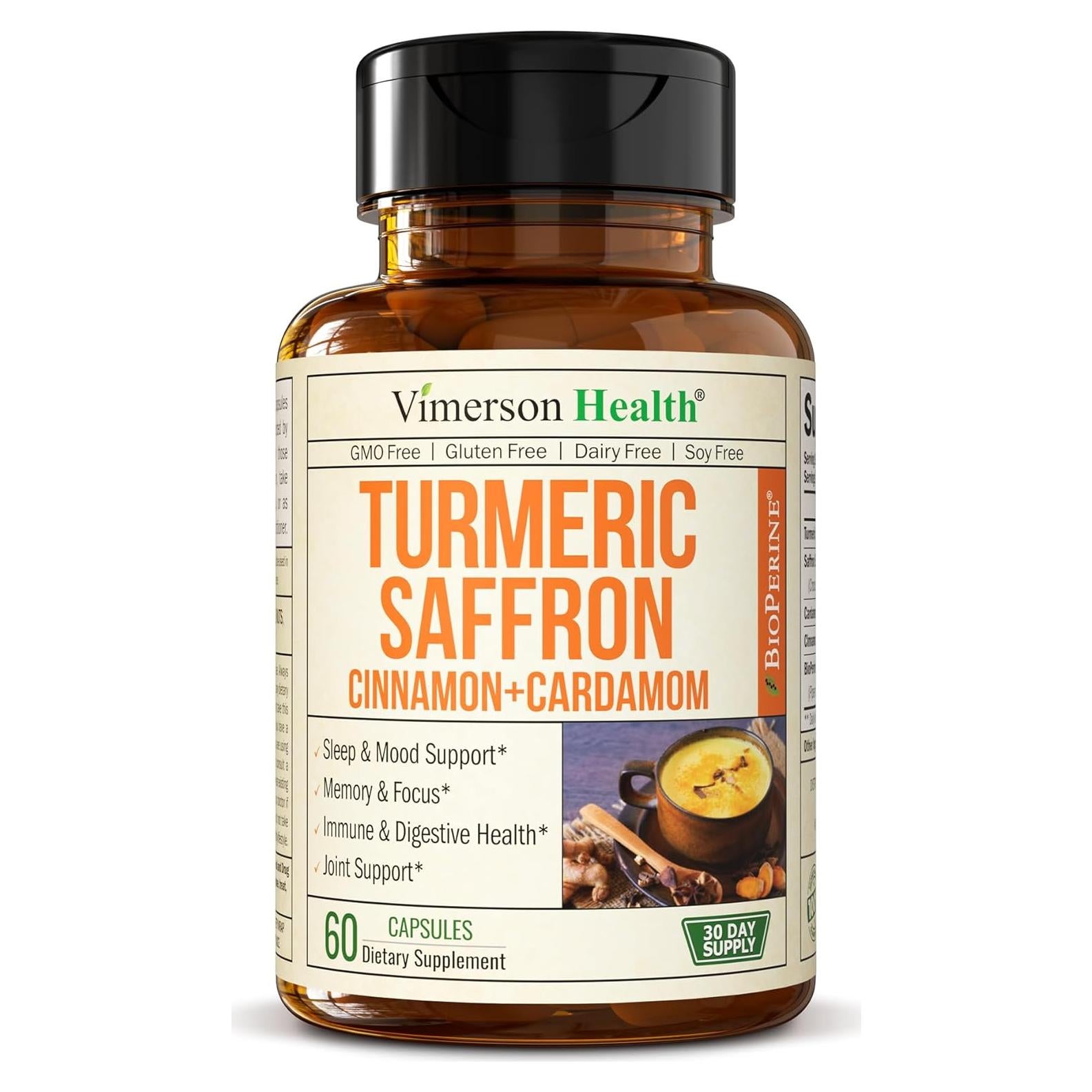 Suplemento de Azafrán y Cúrcuma Vimerson Health 60 Cápsulas