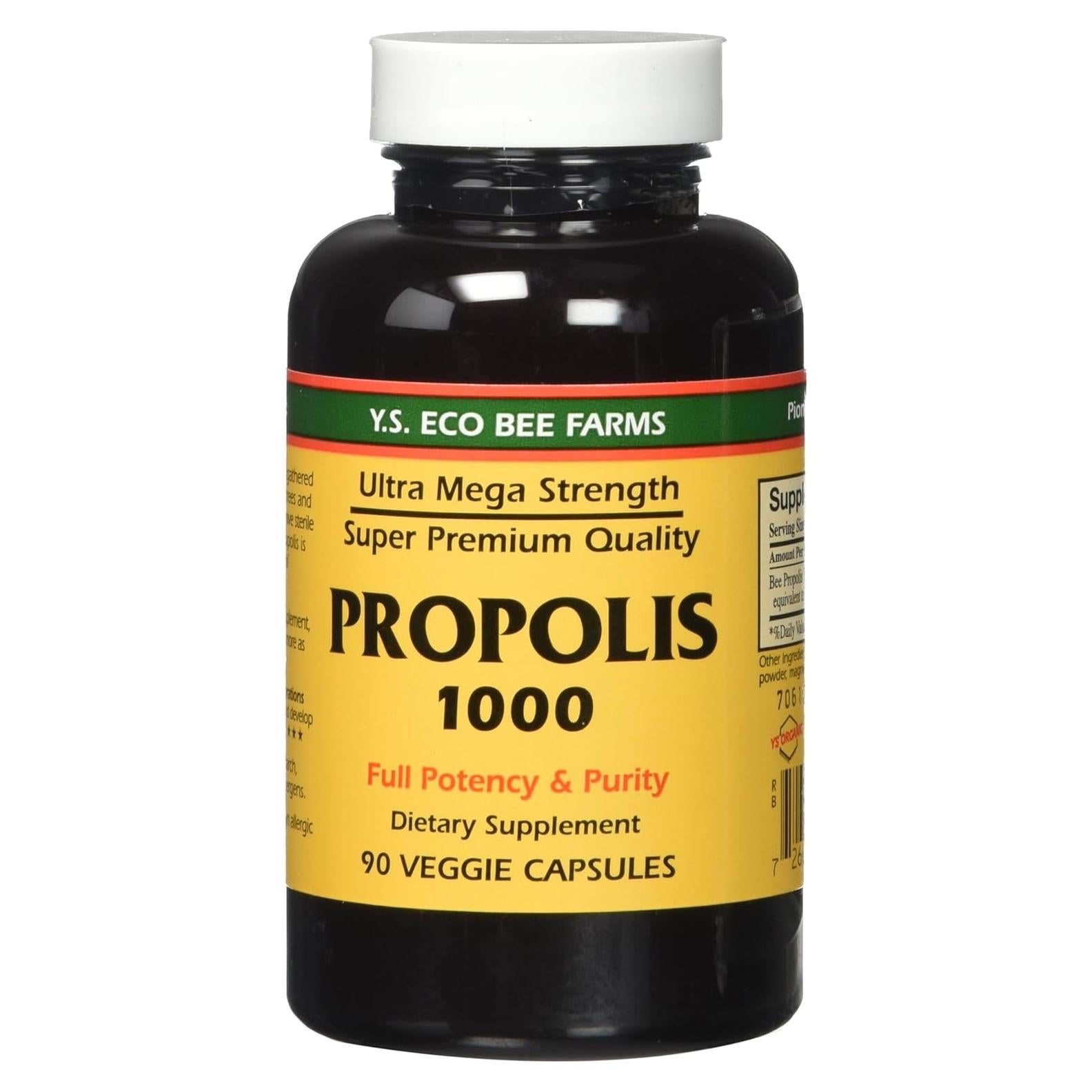 Propóleos Crudos 1000mg Y.S. Granjas Orgánicas 90 Cápsulas