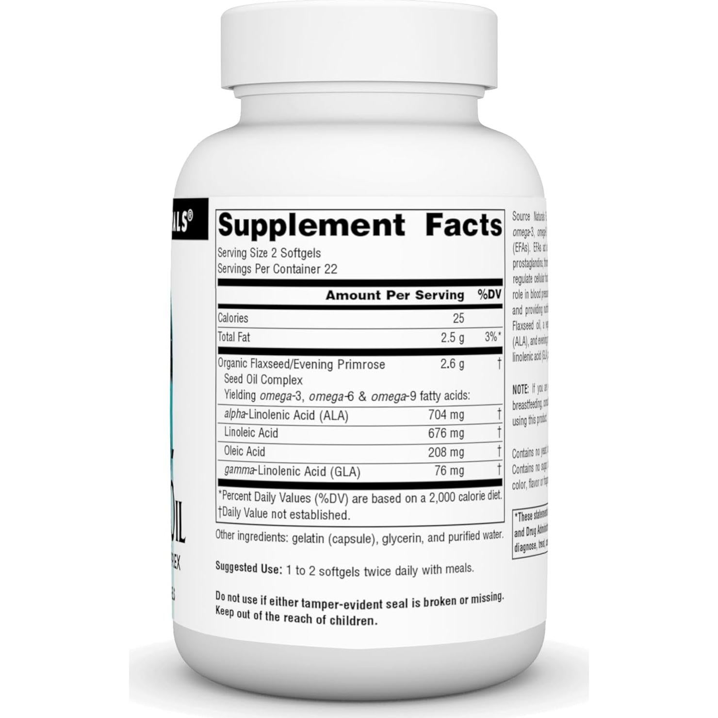 Aceite de Semilla de Lino y Onagra Source Naturals 1300 Mg 45 Gelatinas