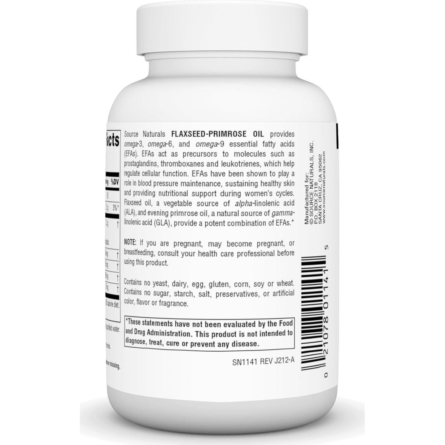 Aceite de Semilla de Lino y Onagra Source Naturals 1300 Mg 45 Gelatinas