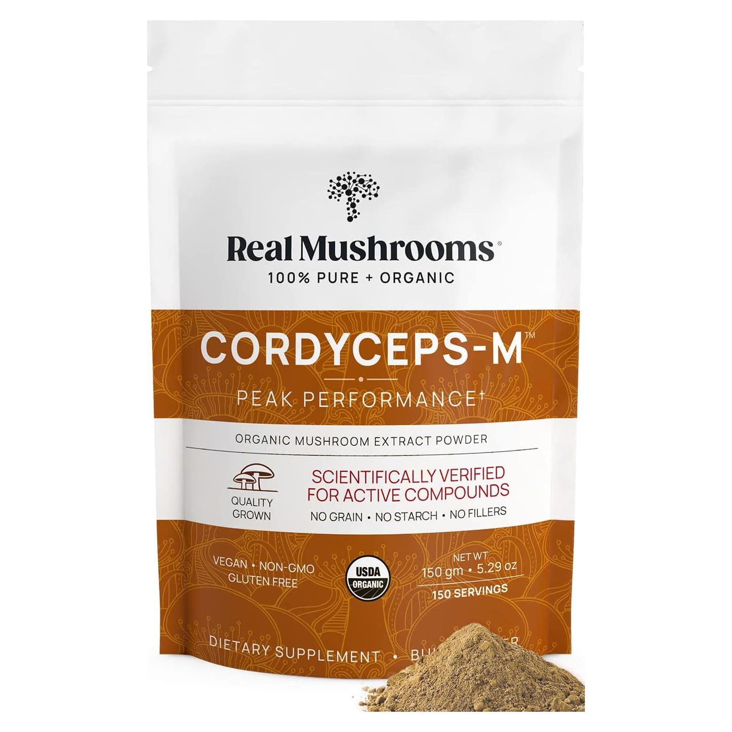 Polvo Orgánico de Hongo Cordyceps Real Mushrooms 150 Porciones