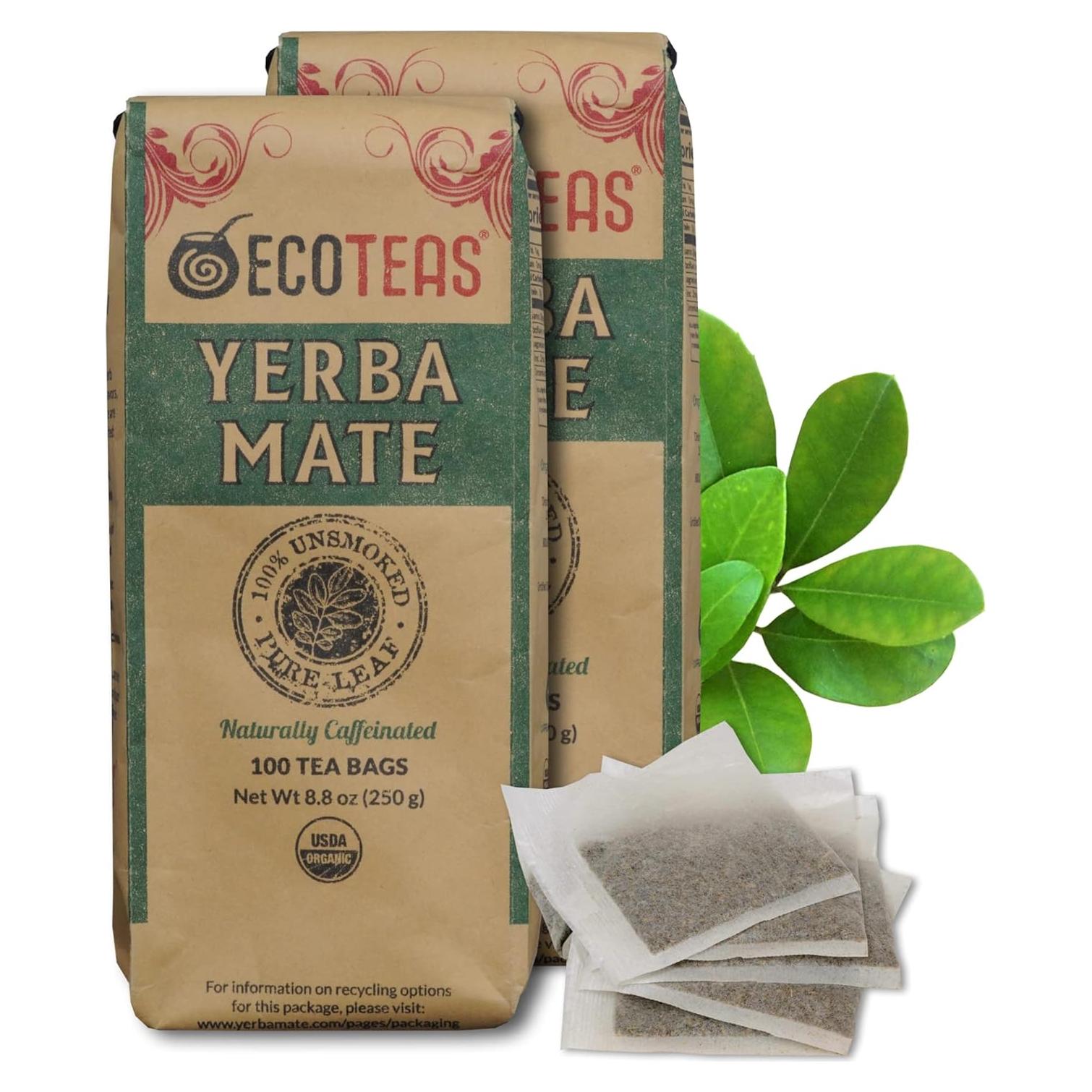 Yerba Mate Orgánica ECOTEAS - 100 Bolsas Sin Humo 249.48g