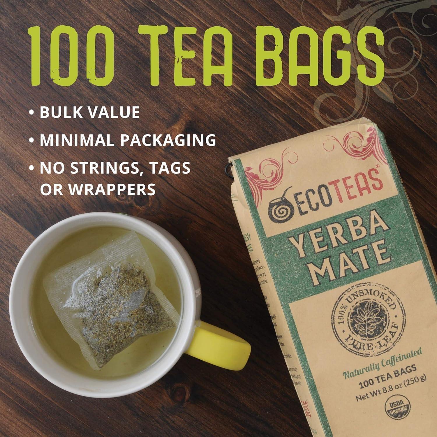 Yerba Mate Orgánica ECOTEAS - 100 Bolsas Sin Humo 249.48g