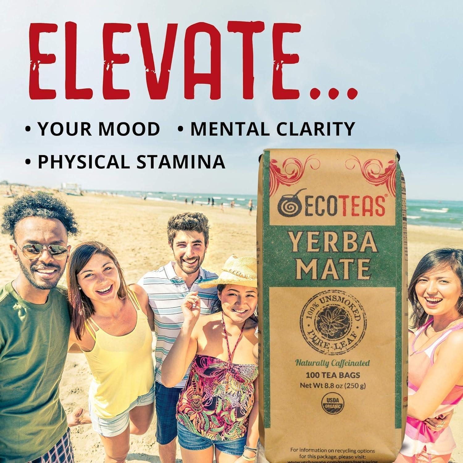 Yerba Mate Orgánica ECOTEAS - 100 Bolsas Sin Humo 249.48g