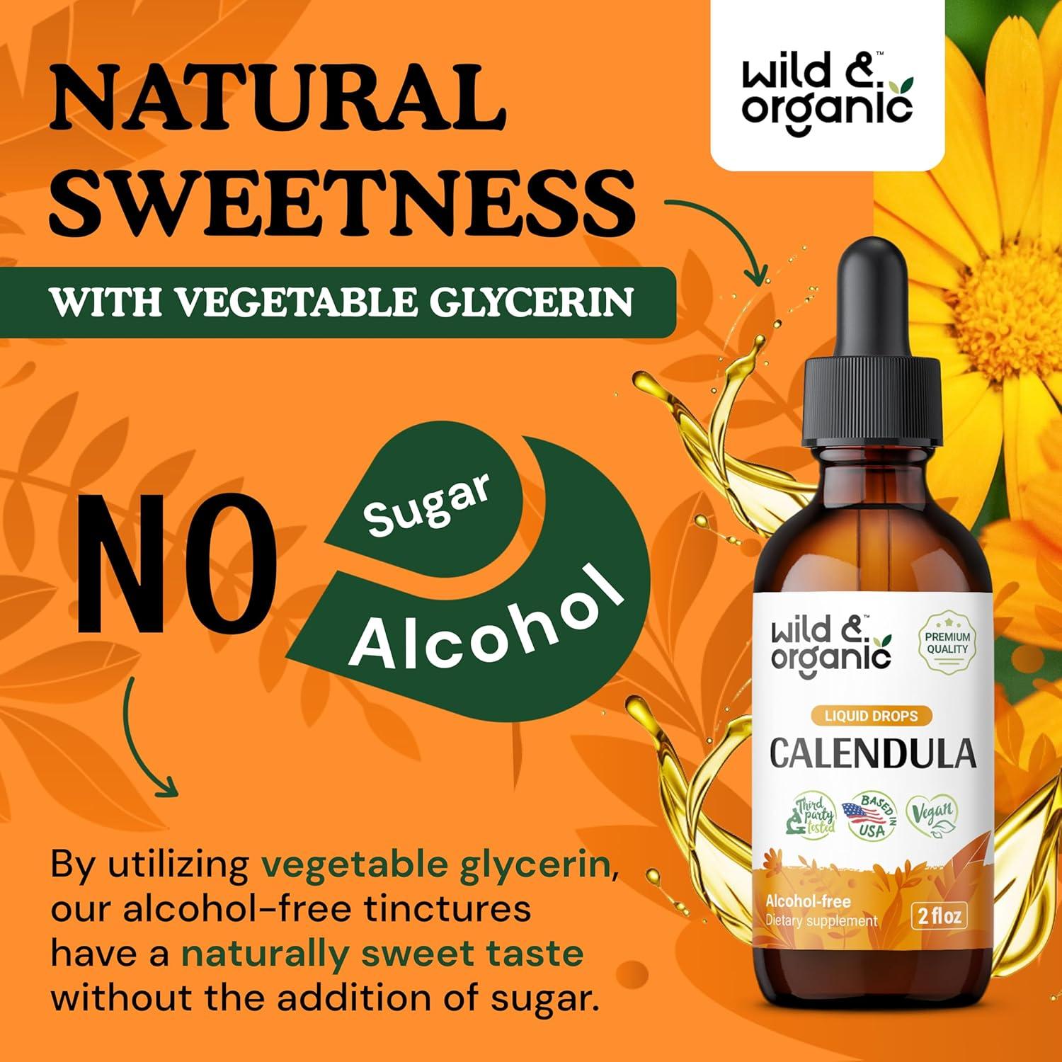 Tintura de Caléndula Silvestre Orgánica 59 ml - Sin Alcohol