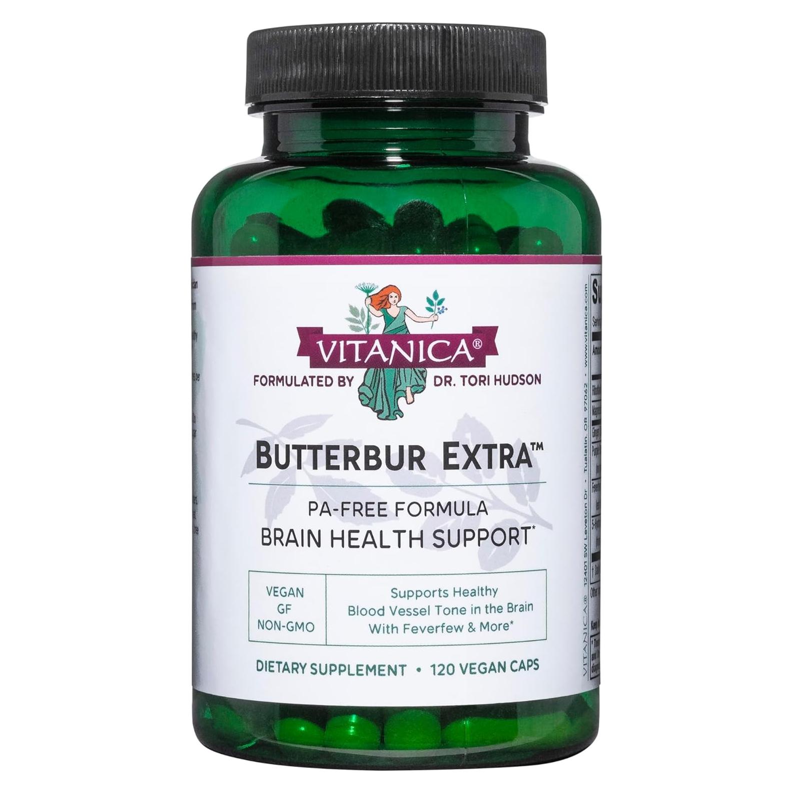 Vitanica Butterbur Extra 120 Cápsulas Veganas - Alivio de Dolores de Cabeza