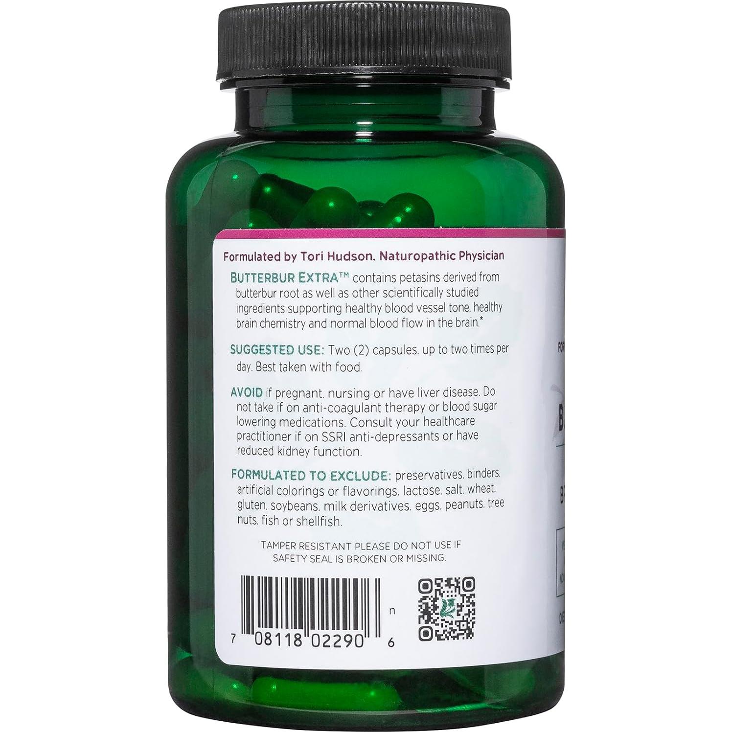 Vitanica Butterbur Extra 120 Cápsulas Veganas - Alivio de Dolores de Cabeza