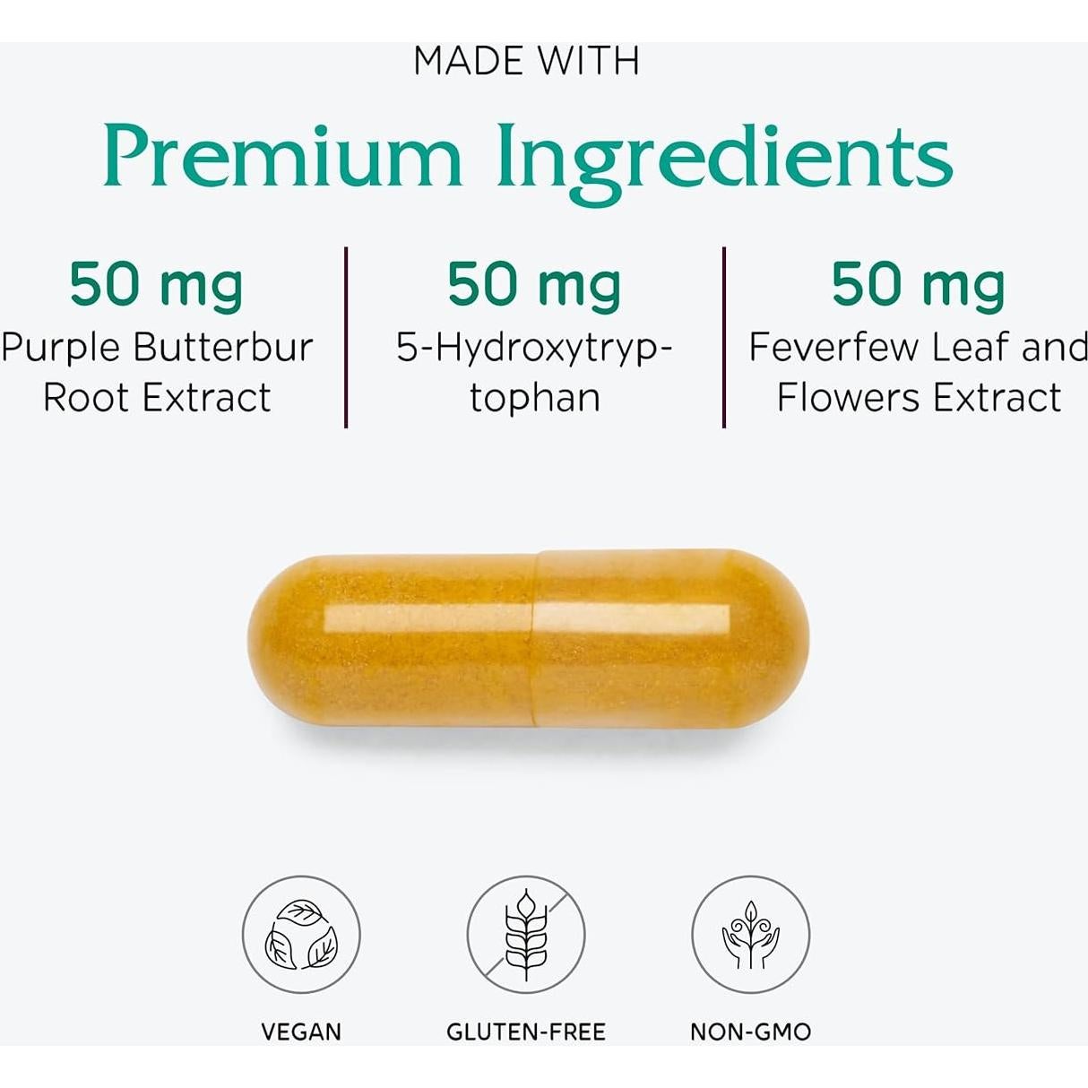 Vitanica Butterbur Extra 120 Cápsulas Veganas - Alivio de Dolores de Cabeza