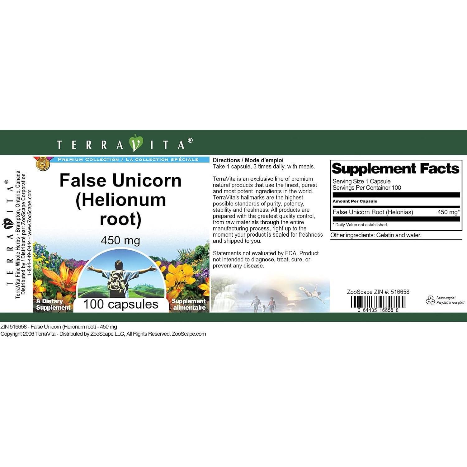 Cápsulas de Unicornio Falso TerraVita 450 mg - 100 Unidades