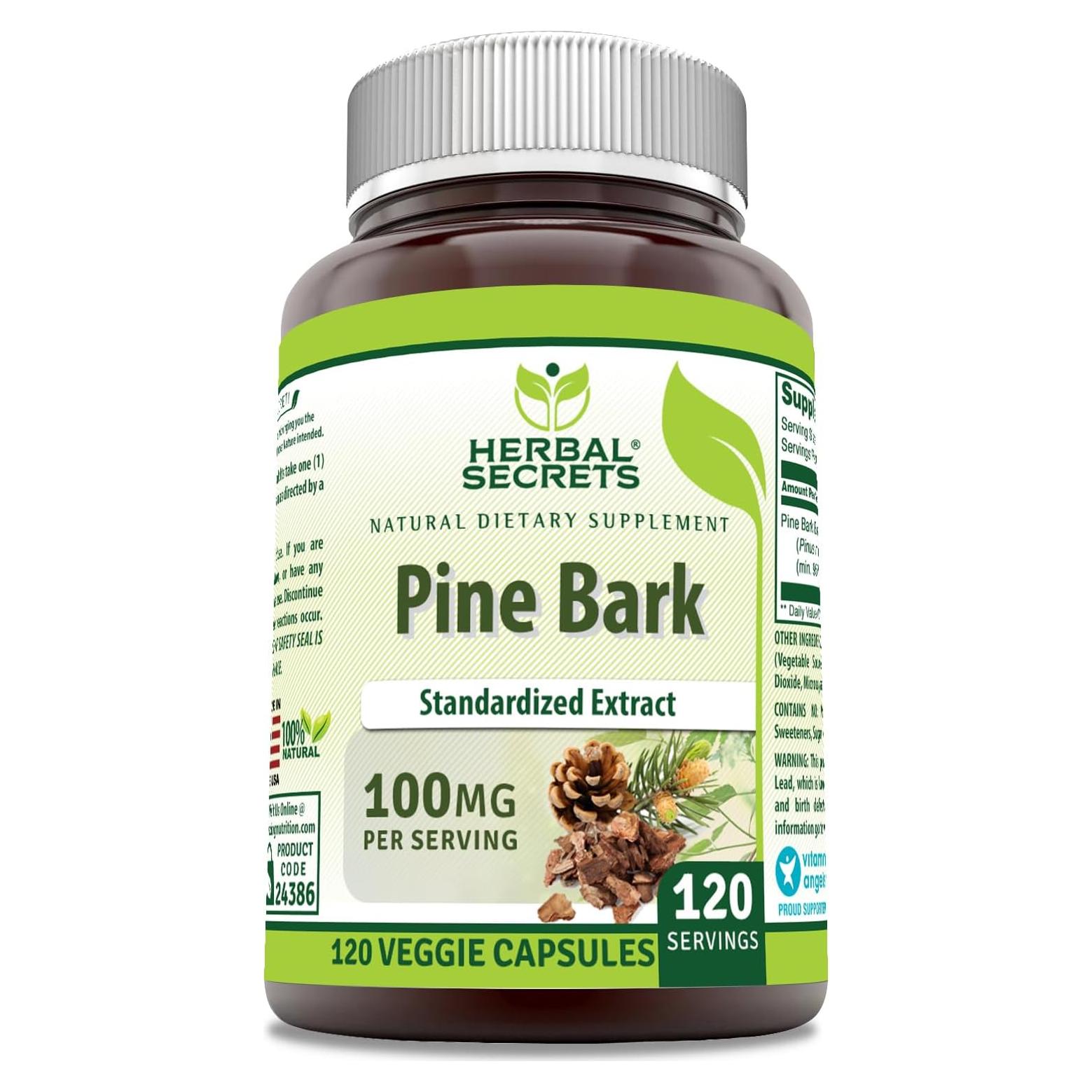 Suplemento Herbal Secrets Extracto de Corteza de Pino 100 mg - 120 Cápsulas