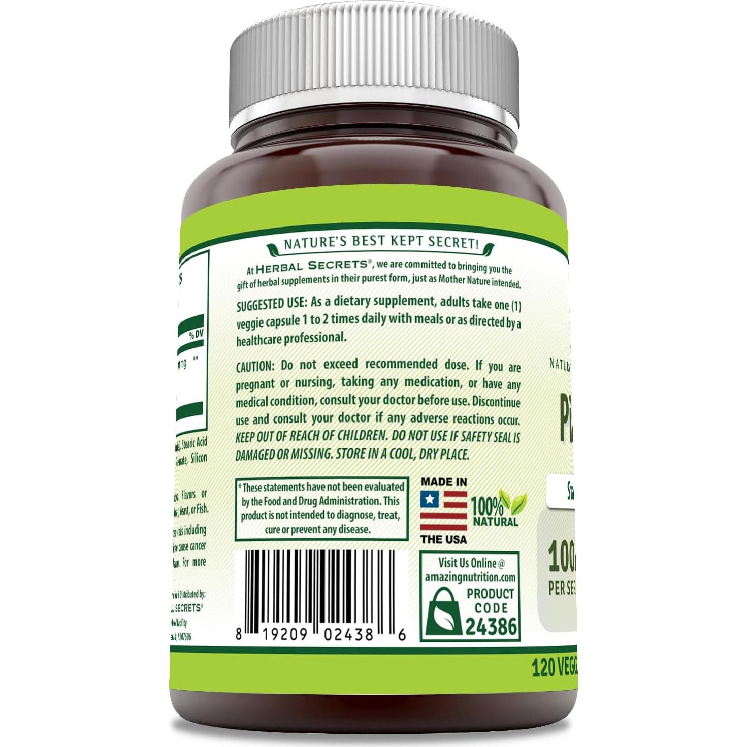 Suplemento Herbal Secrets Extracto de Corteza de Pino 100 mg - 120 Cápsulas