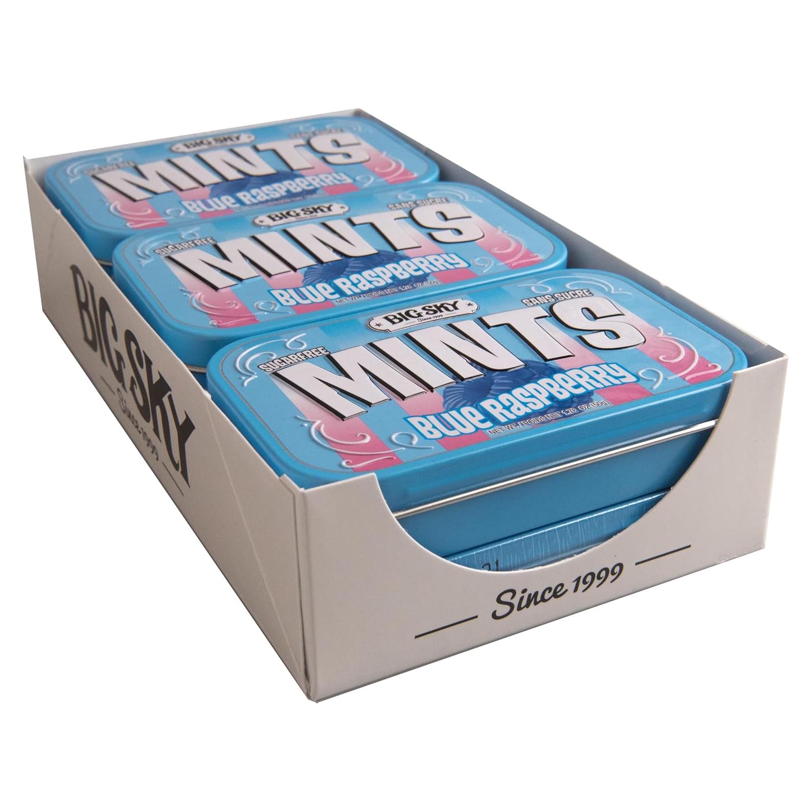 Mentas Sin Azúcar Big Sky Frambuesa Azul - Paquete de 6 Latas