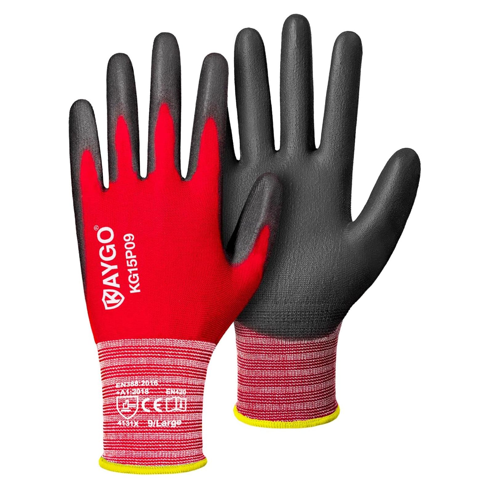 Guantes de Trabajo KAYGO KG15P 12 Pares Rojo Transpirables