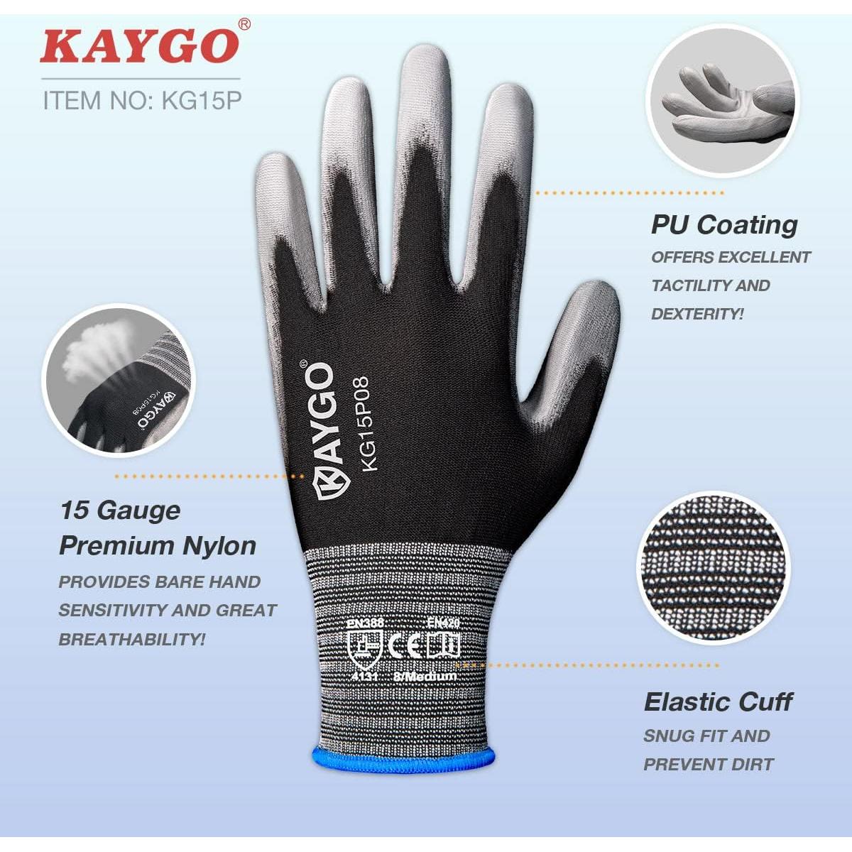 Guantes de Trabajo KAYGO KG15P 12 Pares Rojo Transpirables