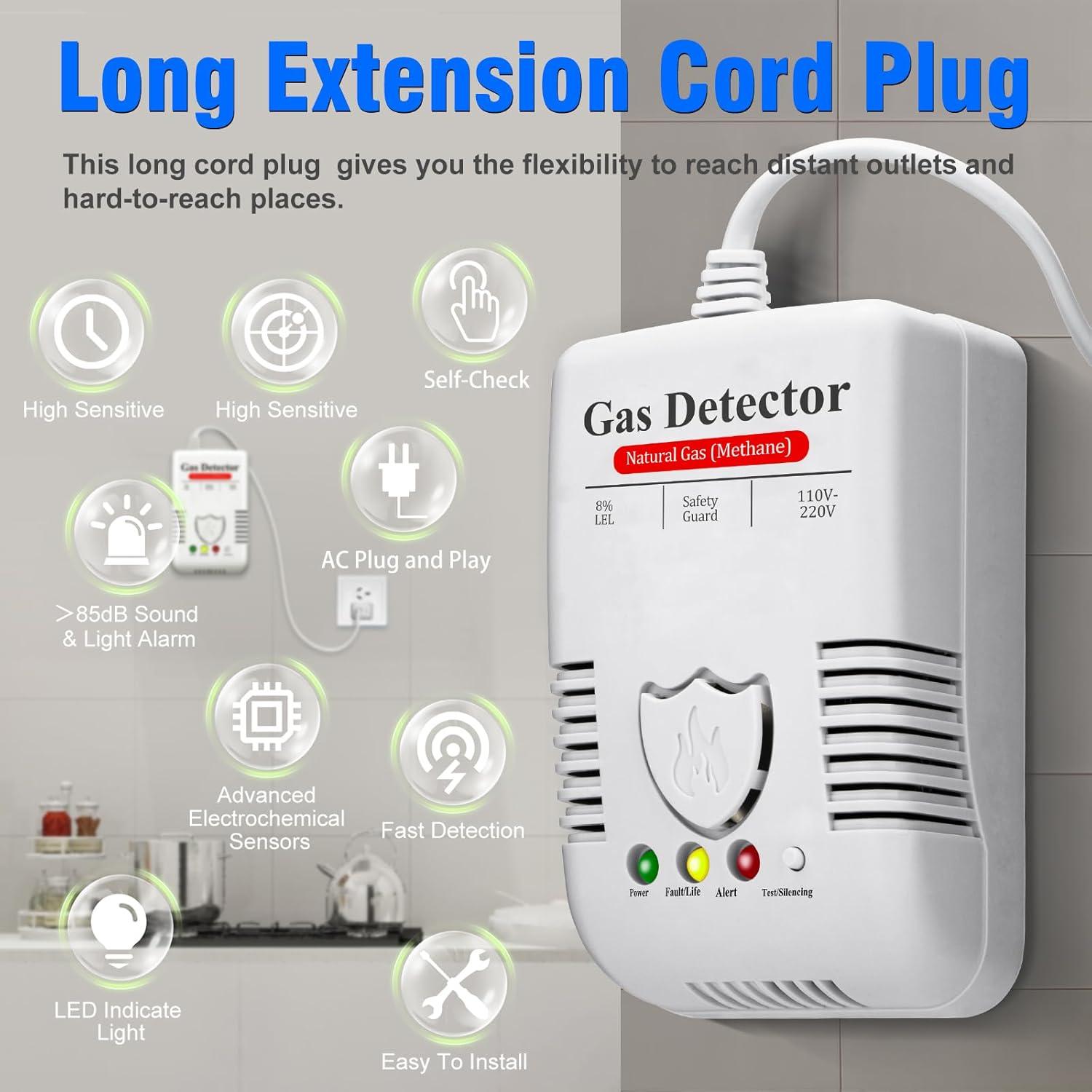 Detector de Gas Natural AOTIQUAL G55 con Alarma 85dB
