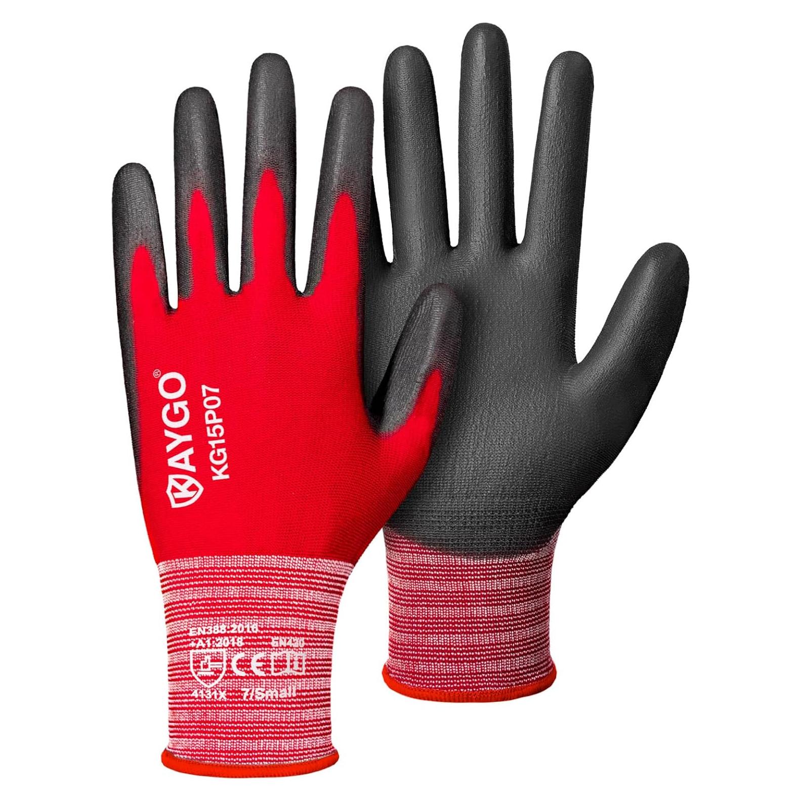Guantes de Trabajo KAYGO KG15P 12 Pares Transpirables Rojo