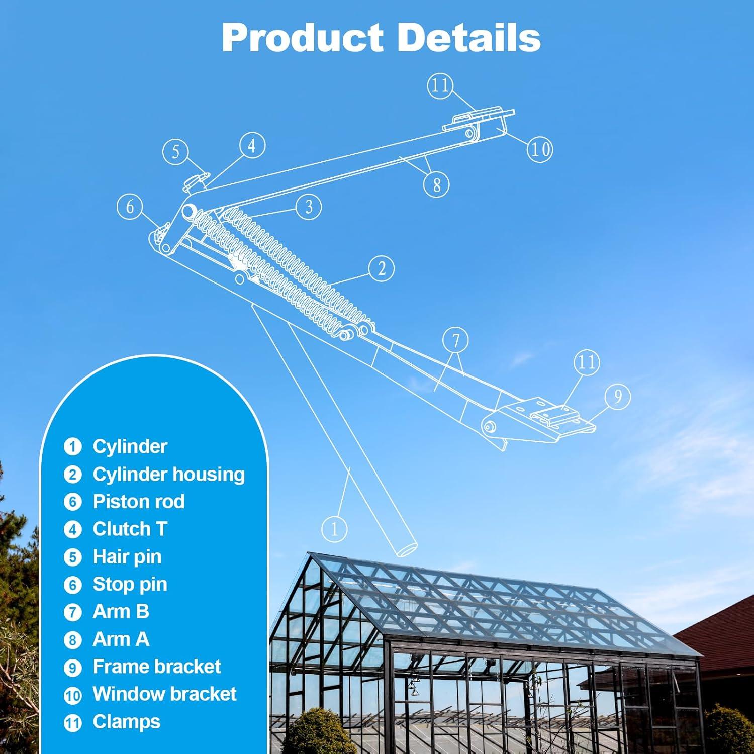 Abridor Automático de Ventanas Upstartech 15 kg para Invernaderos