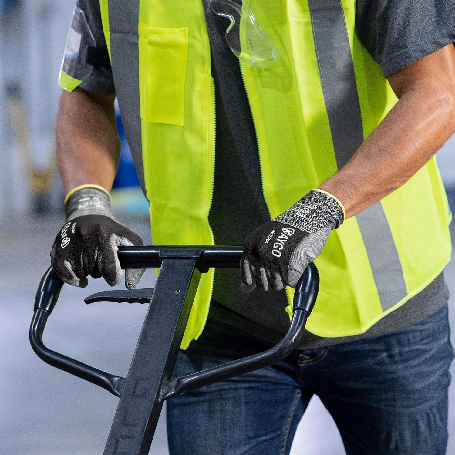 Guantes de Trabajo KAYGO KG15P 12 Pares Nylon PU Gris