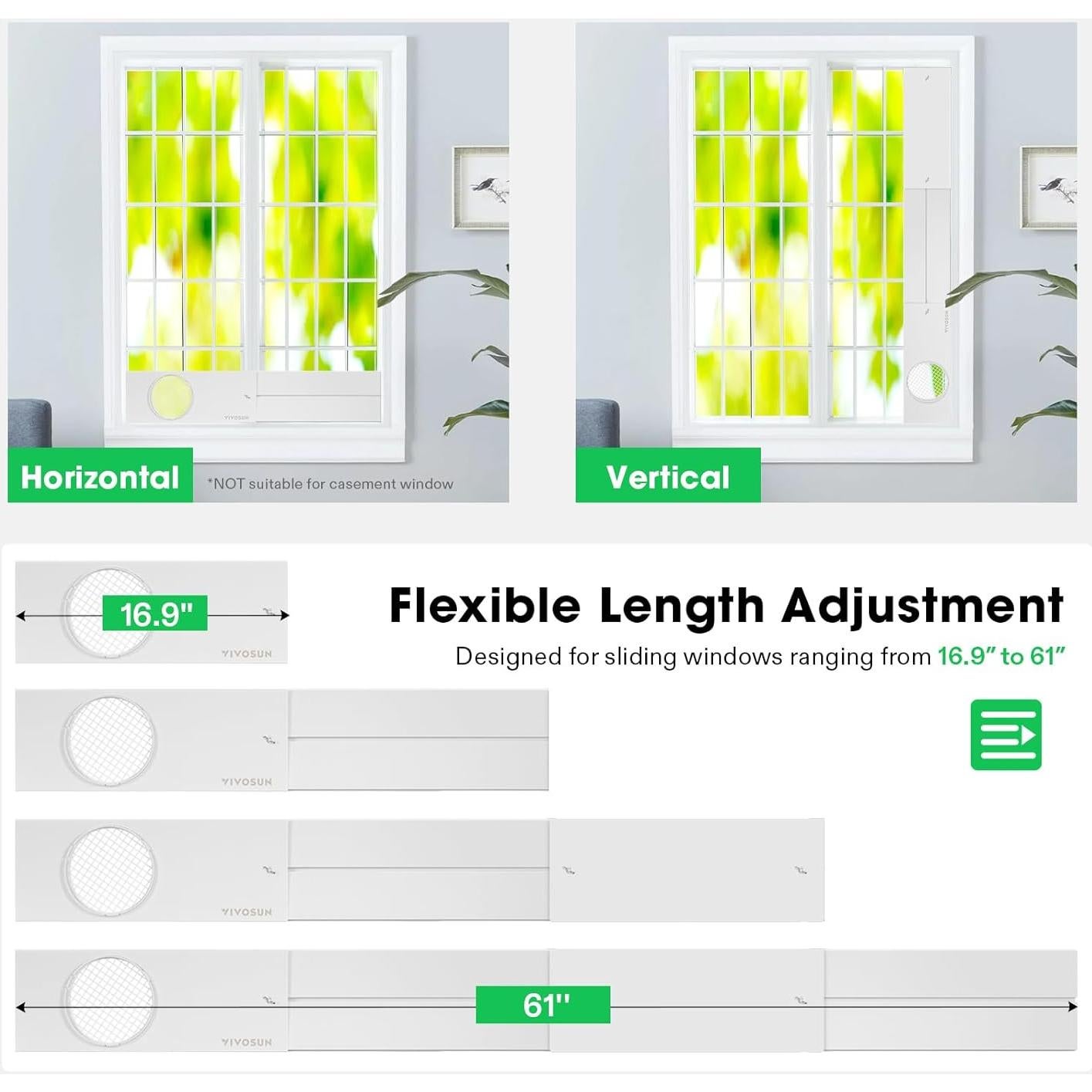 Kit de Ventilación para Ventana VIVOSUN 61" con Adaptadores