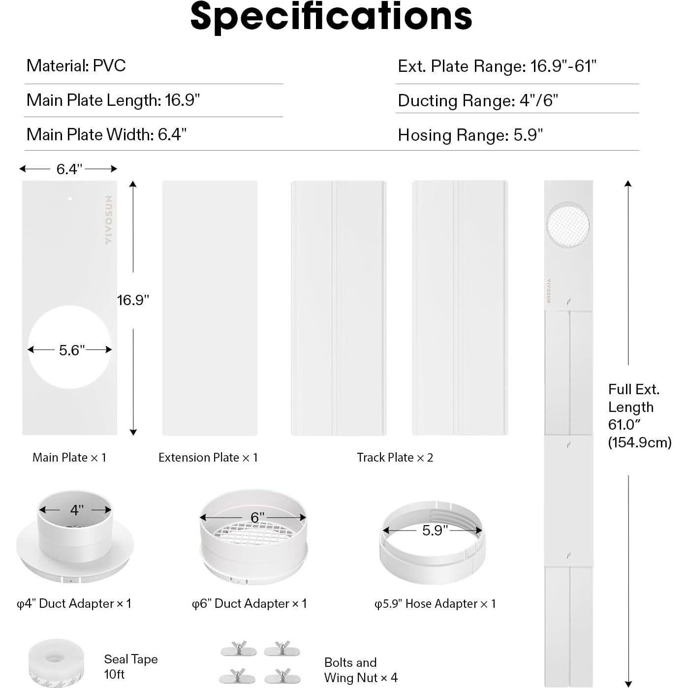 Kit de Ventilación para Ventana VIVOSUN 61" con Adaptadores