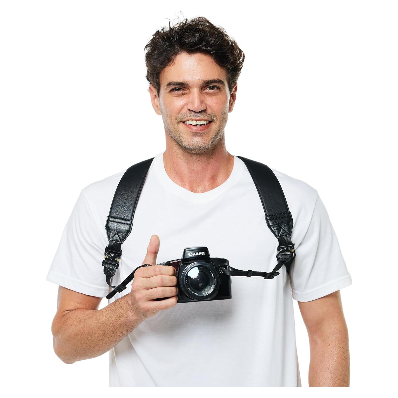 Arnés de cámara Vigorport para DSLR SLR, correa cruzada negra