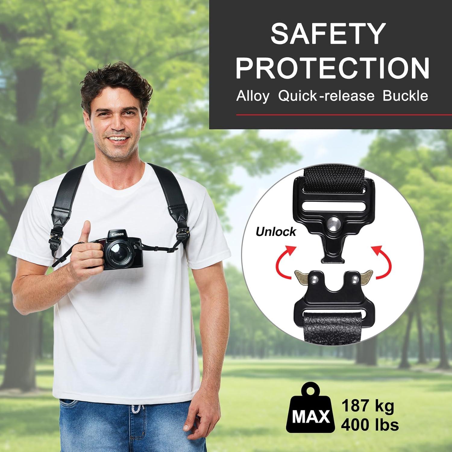 Arnés de cámara Vigorport para DSLR SLR, correa cruzada negra