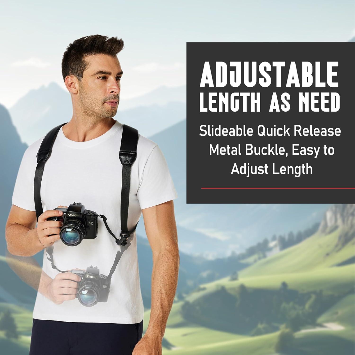 Arnés de cámara Vigorport para DSLR SLR, correa cruzada negra