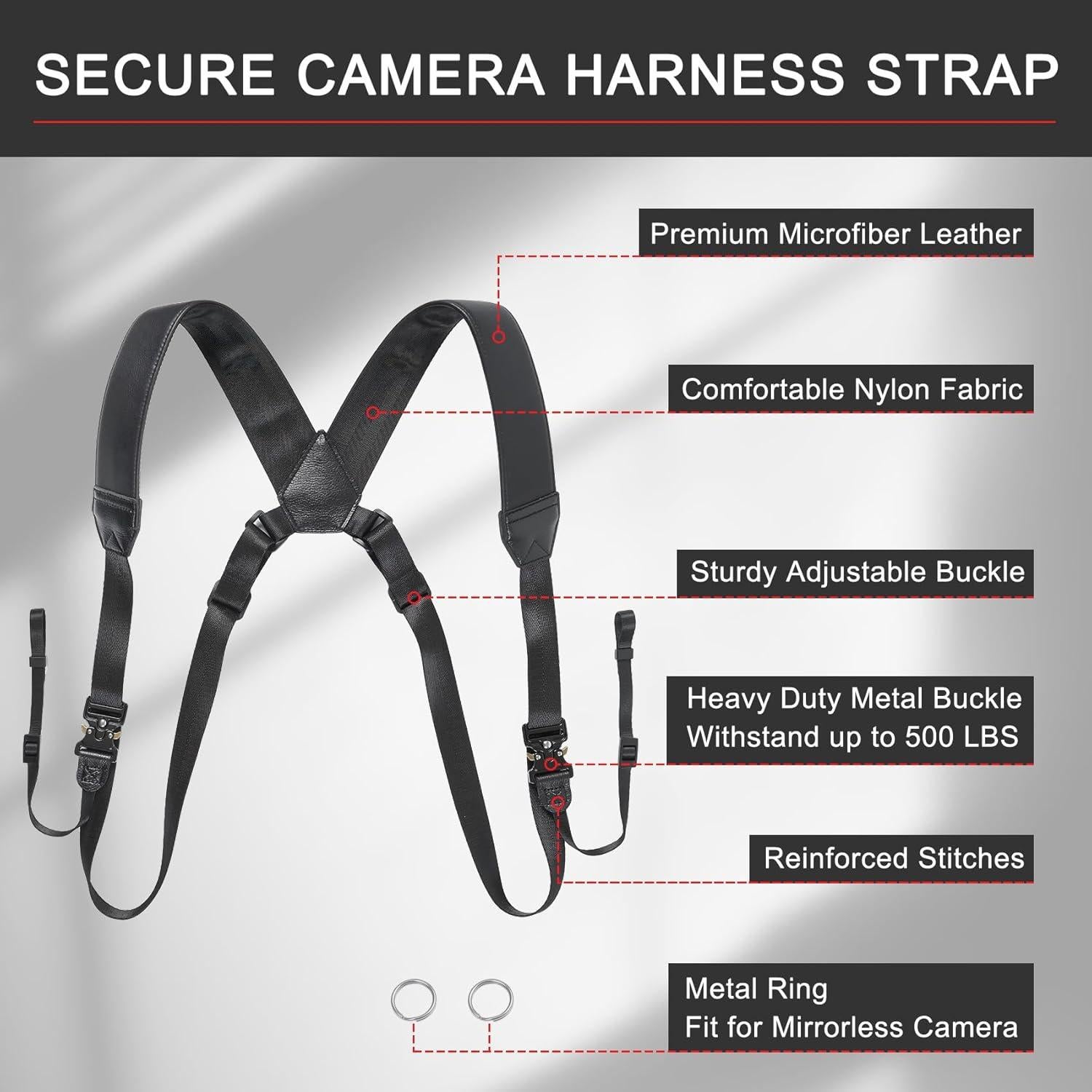 Arnés de cámara Vigorport para DSLR SLR, correa cruzada negra